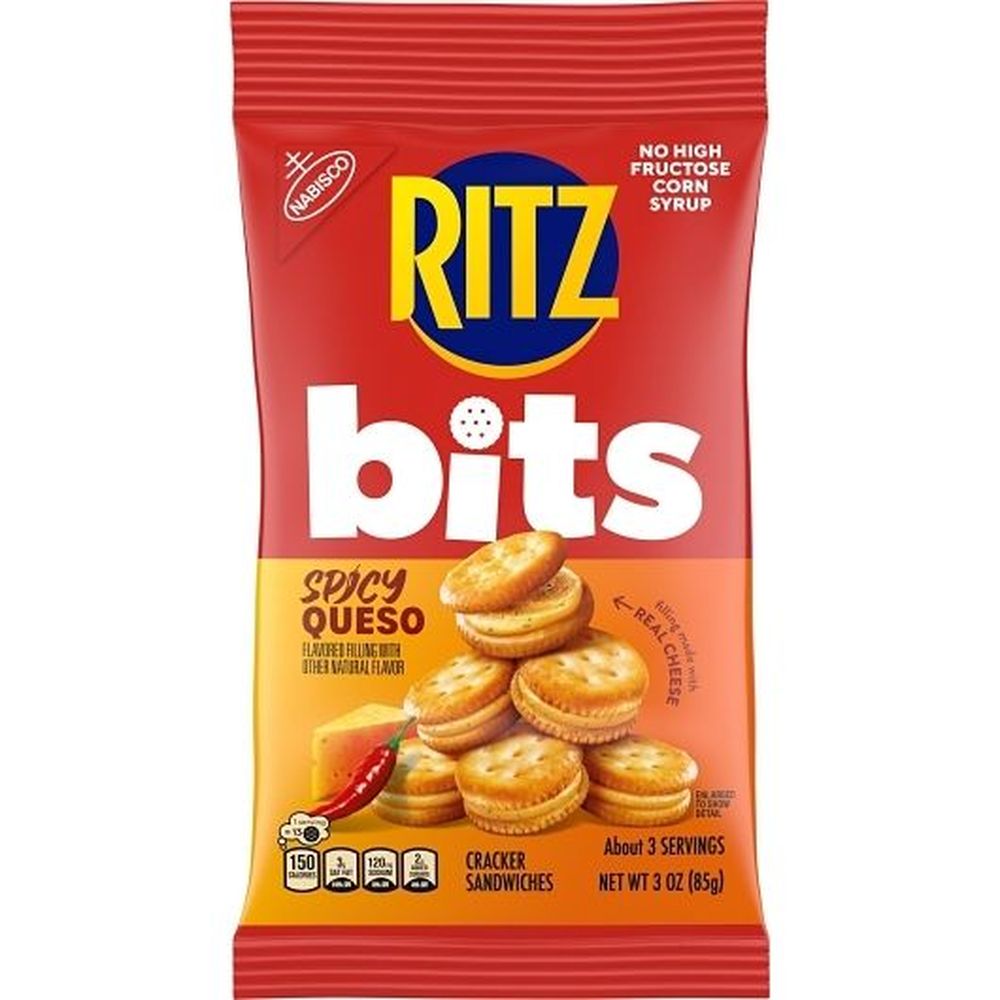 Ritz Bits Spicy Queso Cracker Sandwiches, 3 Ounce -- 12 Per Case