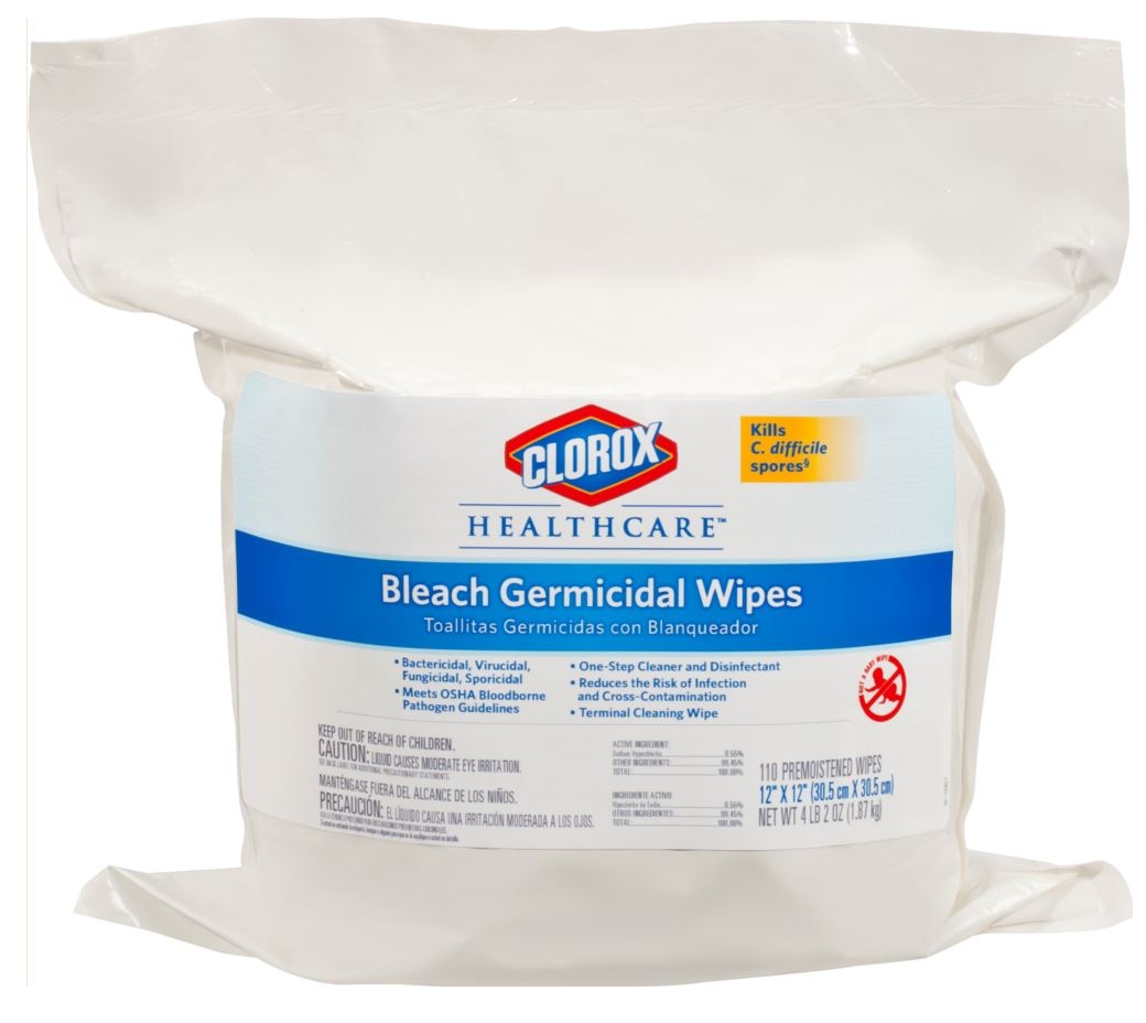 Clorox Healthcare Germicidal Bleach Wipes, 110 Count -- 2 Per Case