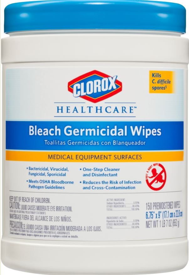 Clorox Commercial Solutions Germicidal Wipes, 150 Count -- 6 Per Case