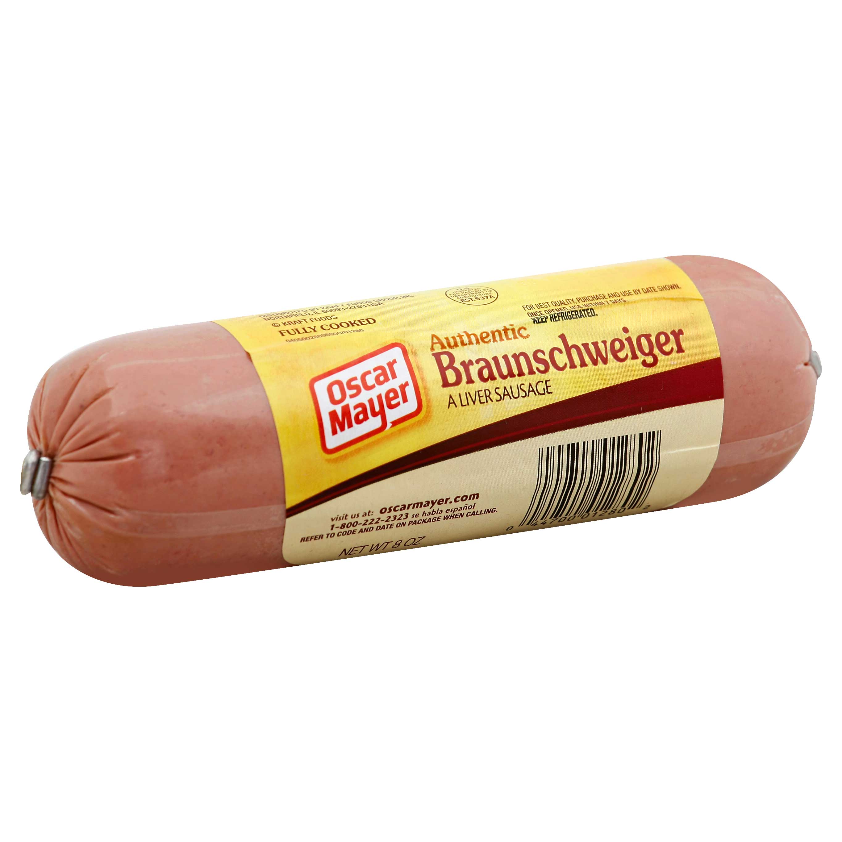 Kraft Oscar Mayer Braunschweiger Liver Sausage - Meat, 8 Ounce -- 12 per case.