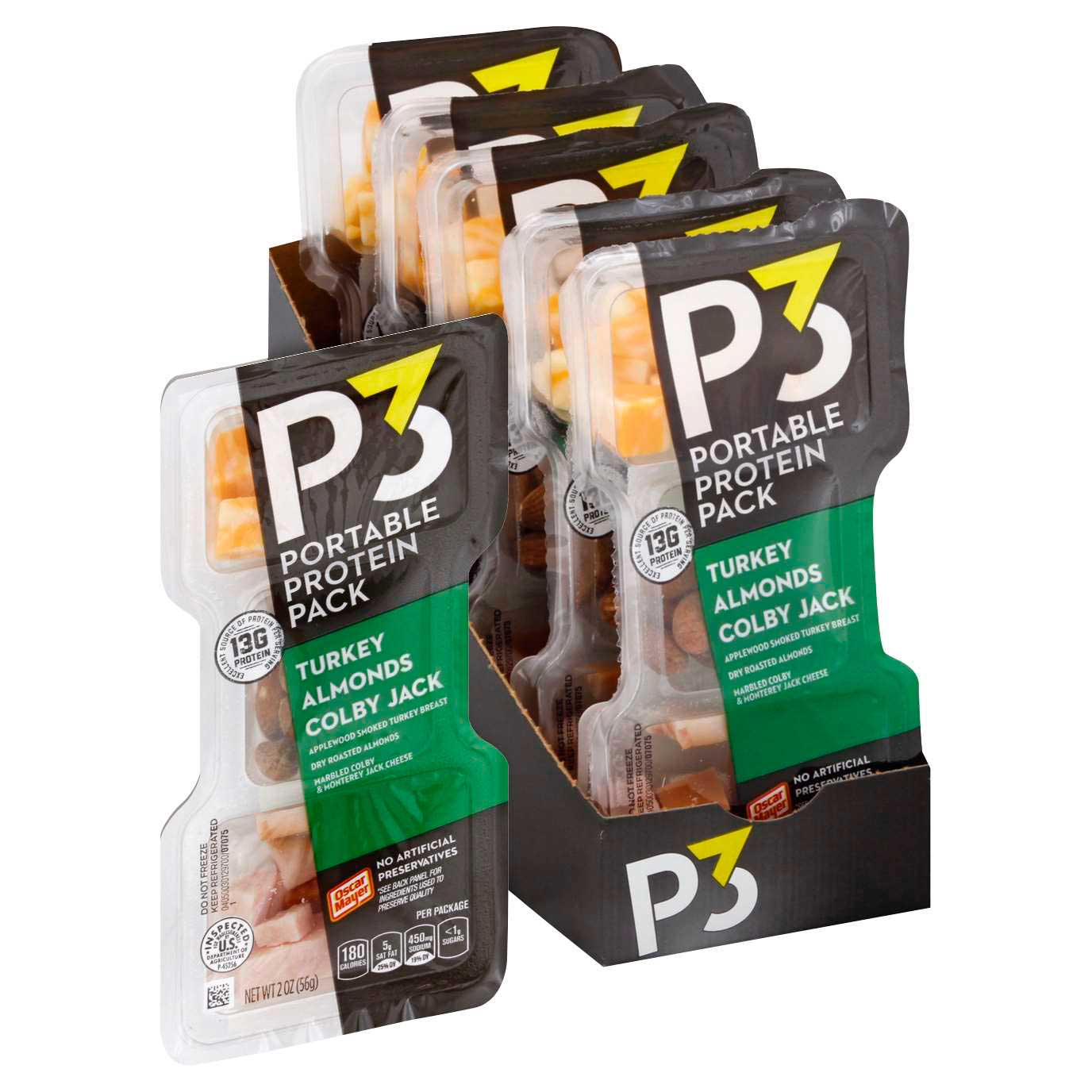 Oscar Mayer P3 Turkey Cheese With Almonds Convenience Meal, 2 Ounce -- 10 Per Case