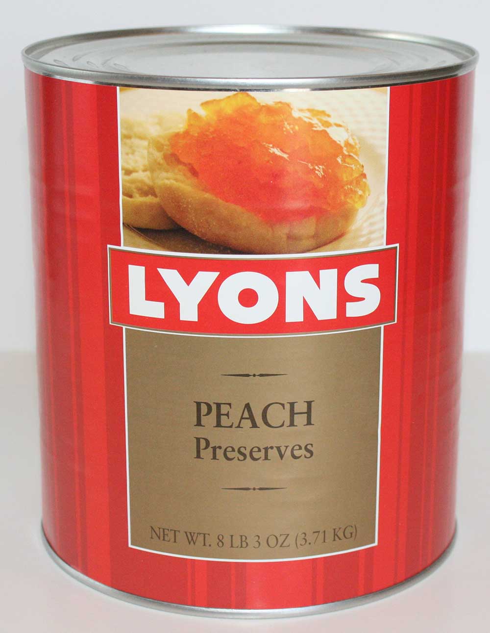 Lyons Peach Preserve, Number 10 Can -- 6 per case