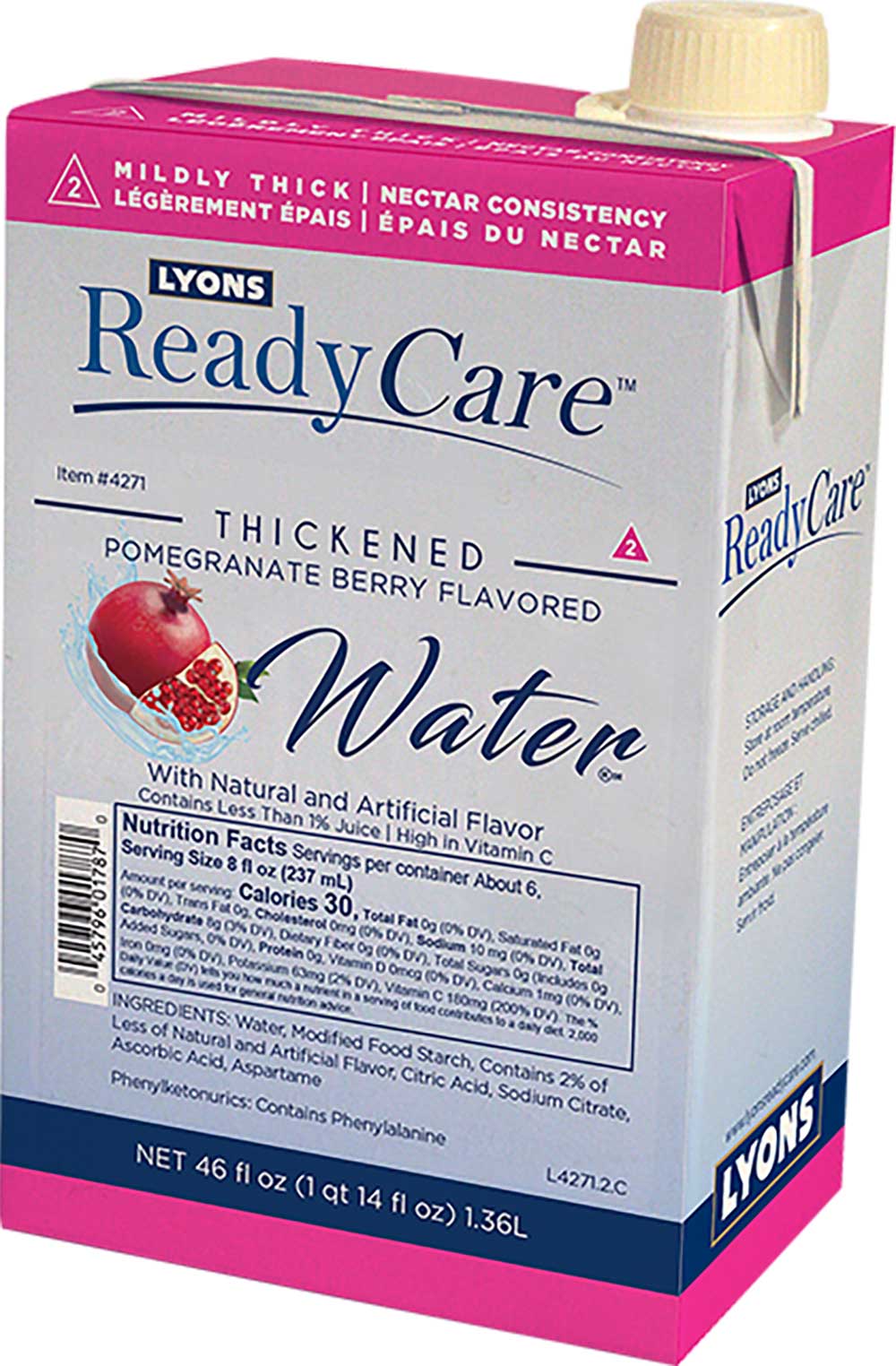 Lyons Ready Care Level 2 Nectar Pomegranate Berry Flavored Water, 46 Fluid Ounce -- 6 Per Case