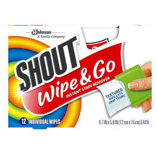 Shout Instant Stain Remover Wipes, 12 Count -- 12 Per Case