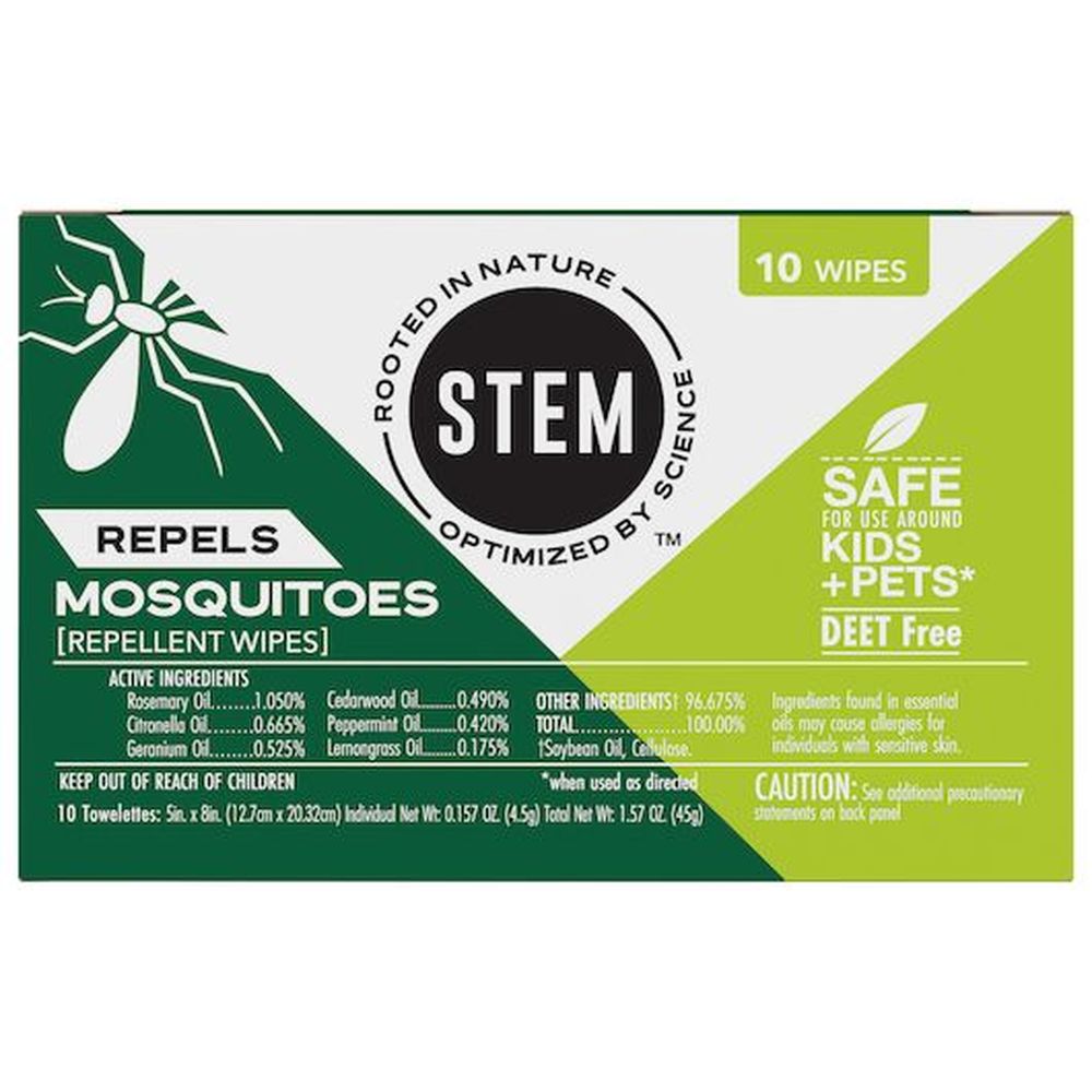 Stem Mosquito Repellent Wipes, 10 Count -- 8 Per Case