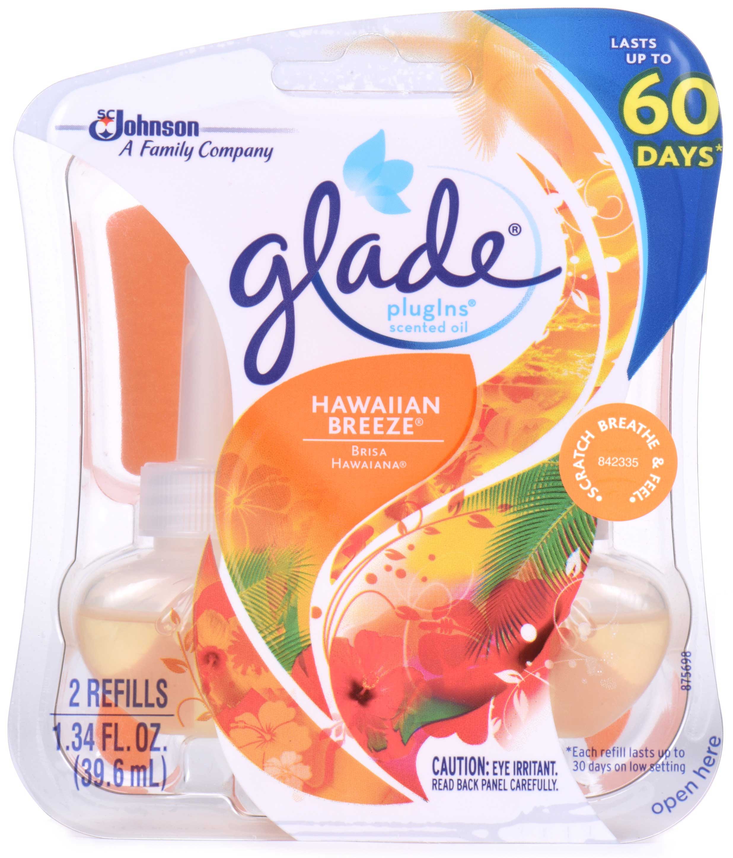 Repuesto De Aceite Aromático Glade Hawaiian Breeze Plug In, 1.34 Onzas Líquidas -- 6 Por Caja