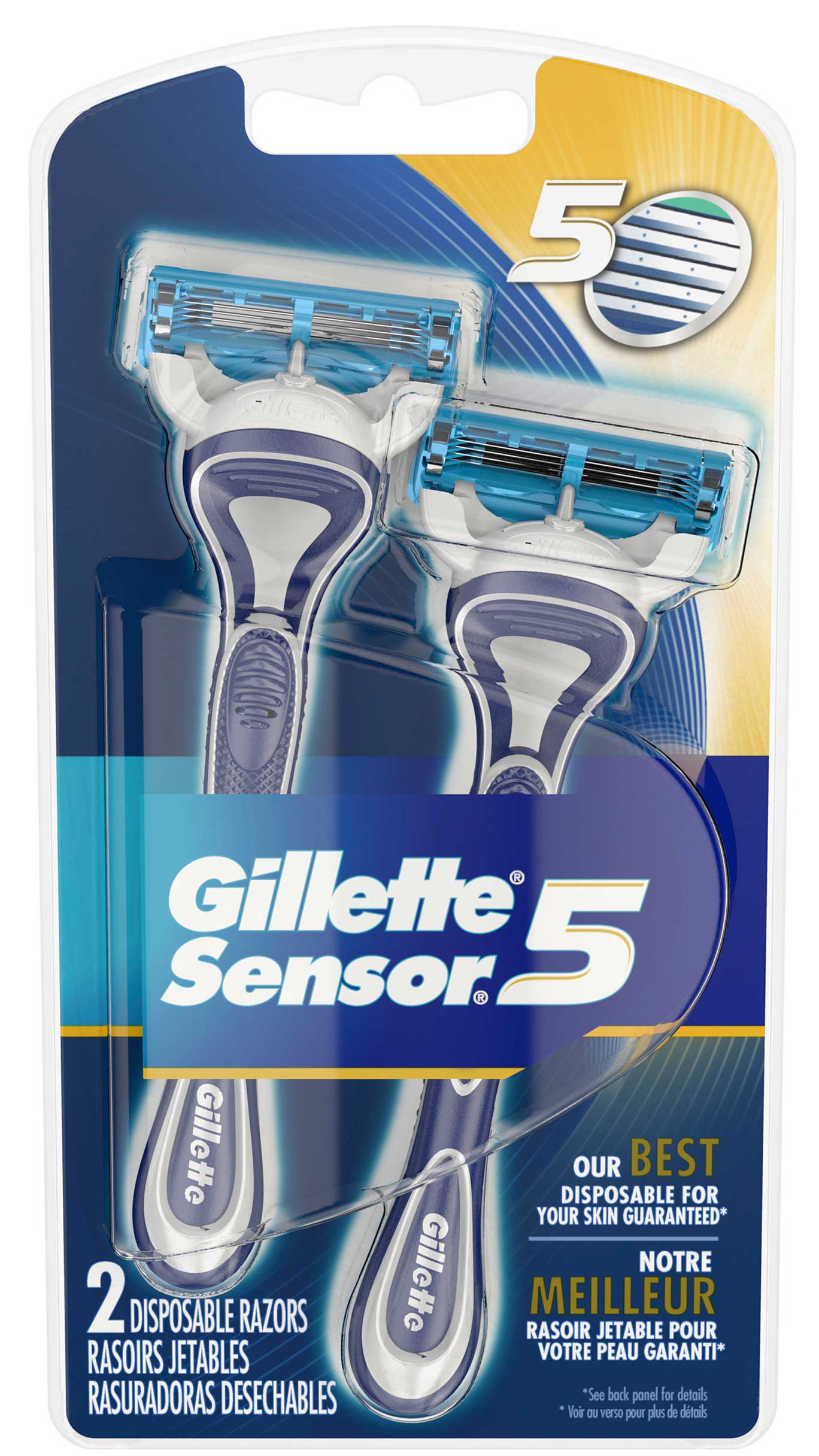 Gillette Sensor5 Mens Disposable Razor, 2 Count -- 12 Per Case