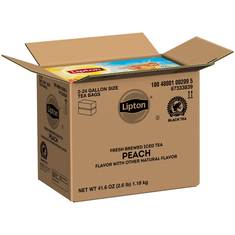 Lipton Iced Tea Bags Peach Unsweetened, 1 gallon -- 48 per case