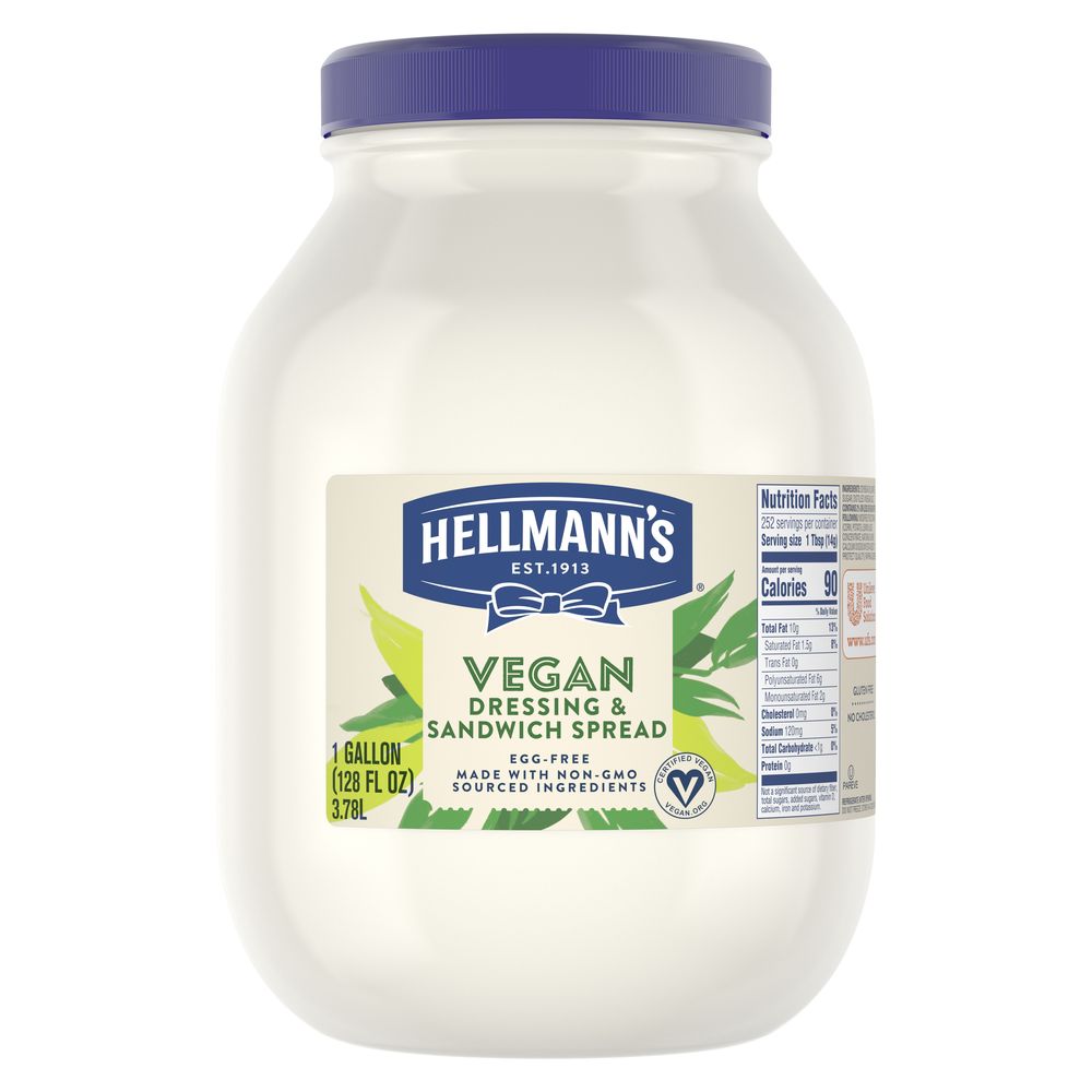 Hellmanns Heavy Duty Vegan Mayonnaise Jar, 1 gallon -- 4 per case