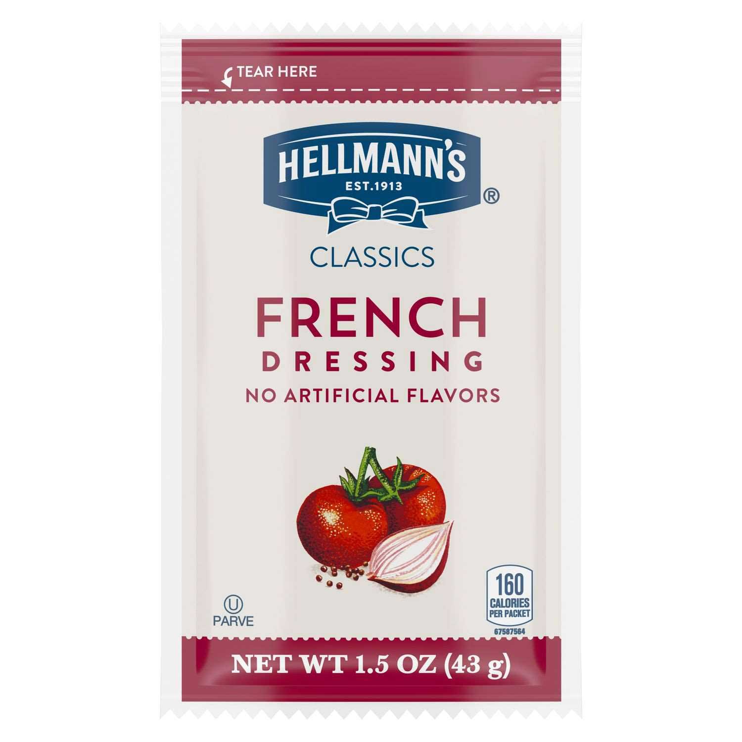 Hellmanns Classics Salad Dressing Portion Control Sachets French, 1.5 Ounce -- 102 per case
