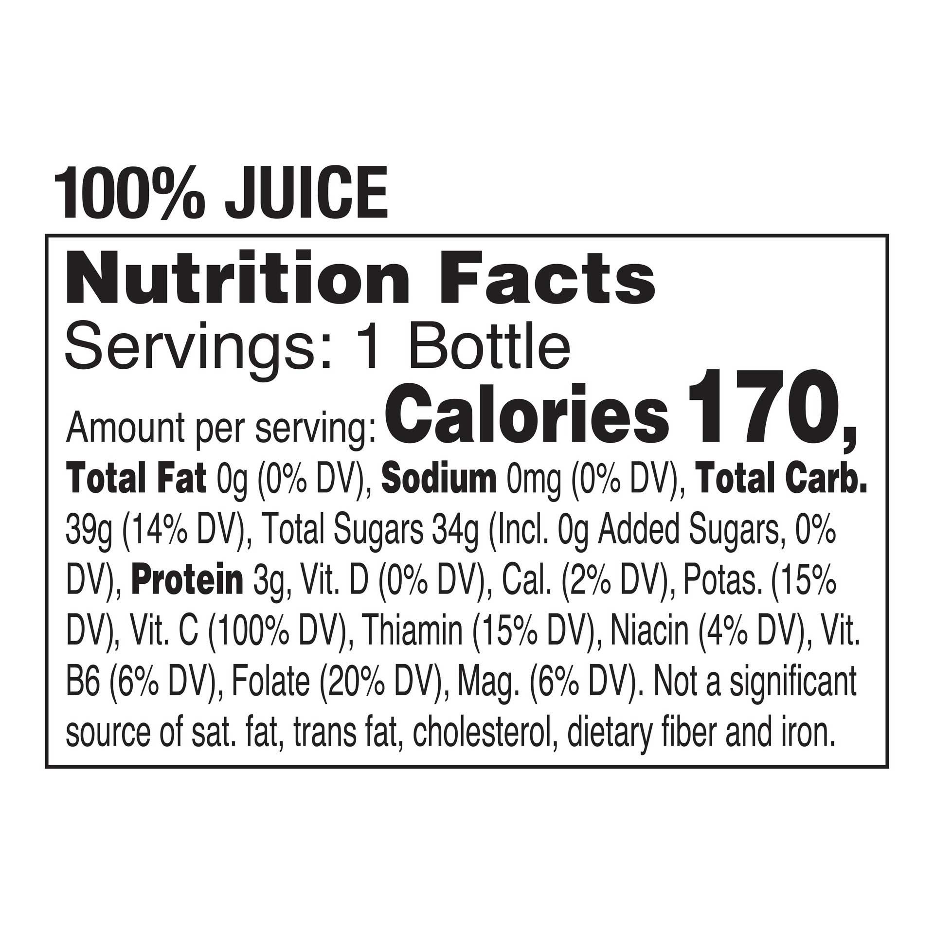 Tropicana orange juice outlet nutrition