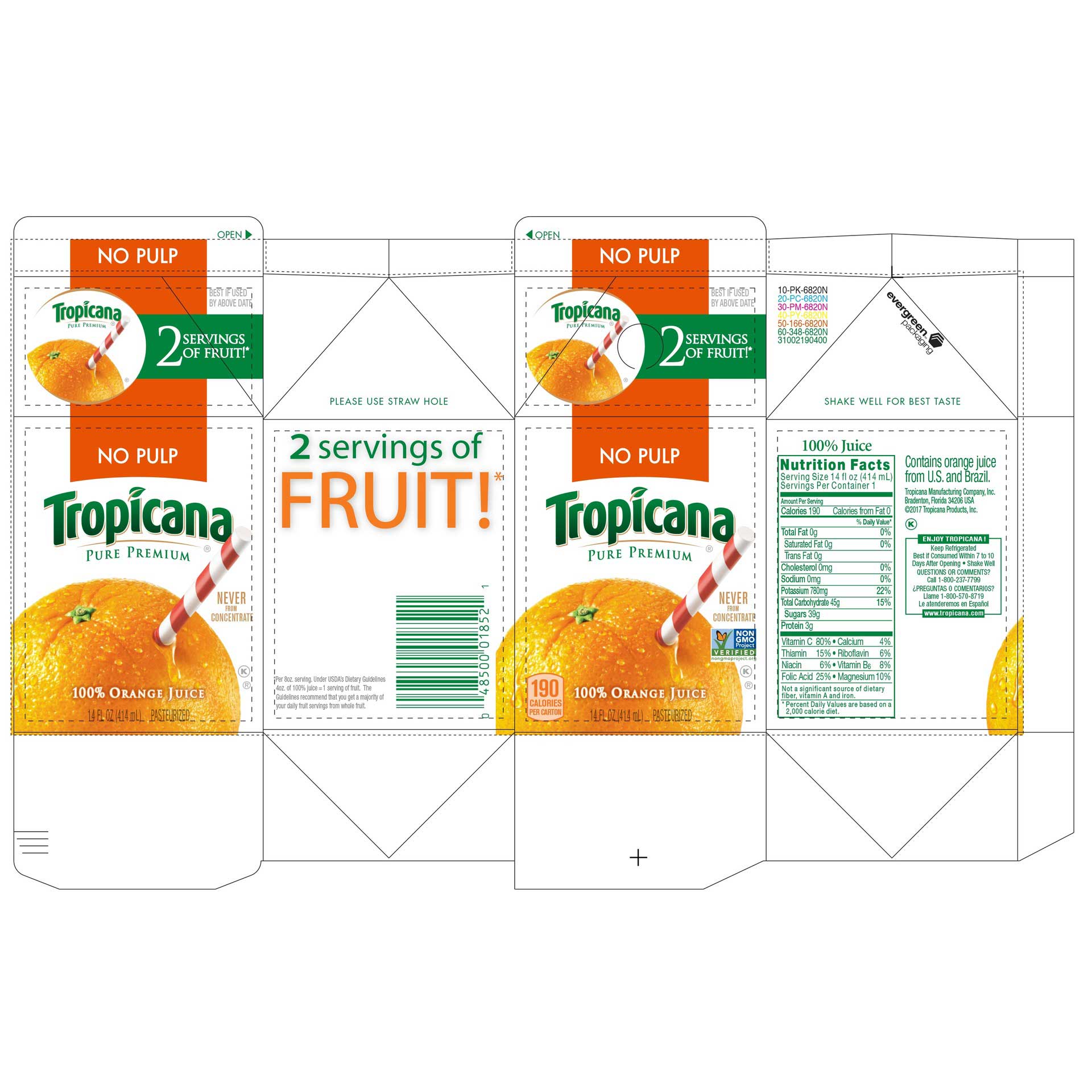 Tropicana Pure Premium Orange Juice, 14 Fluid Ounce -- 12 Per Case