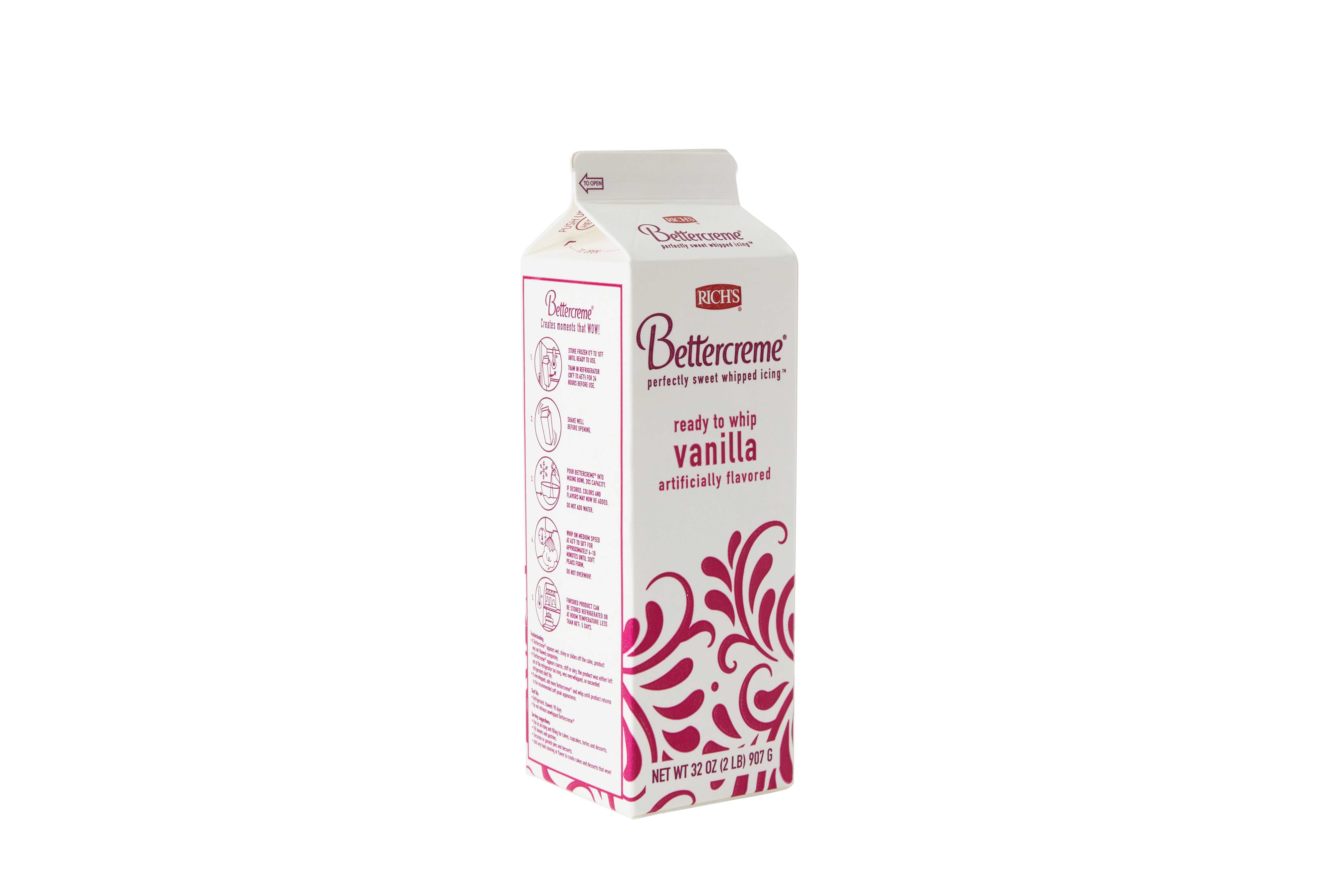 Rich's Vanilla Bettercreme Ready-to-Whip Non-Dairy Liquid Icing and Filling, 2 pound -- 12 per case