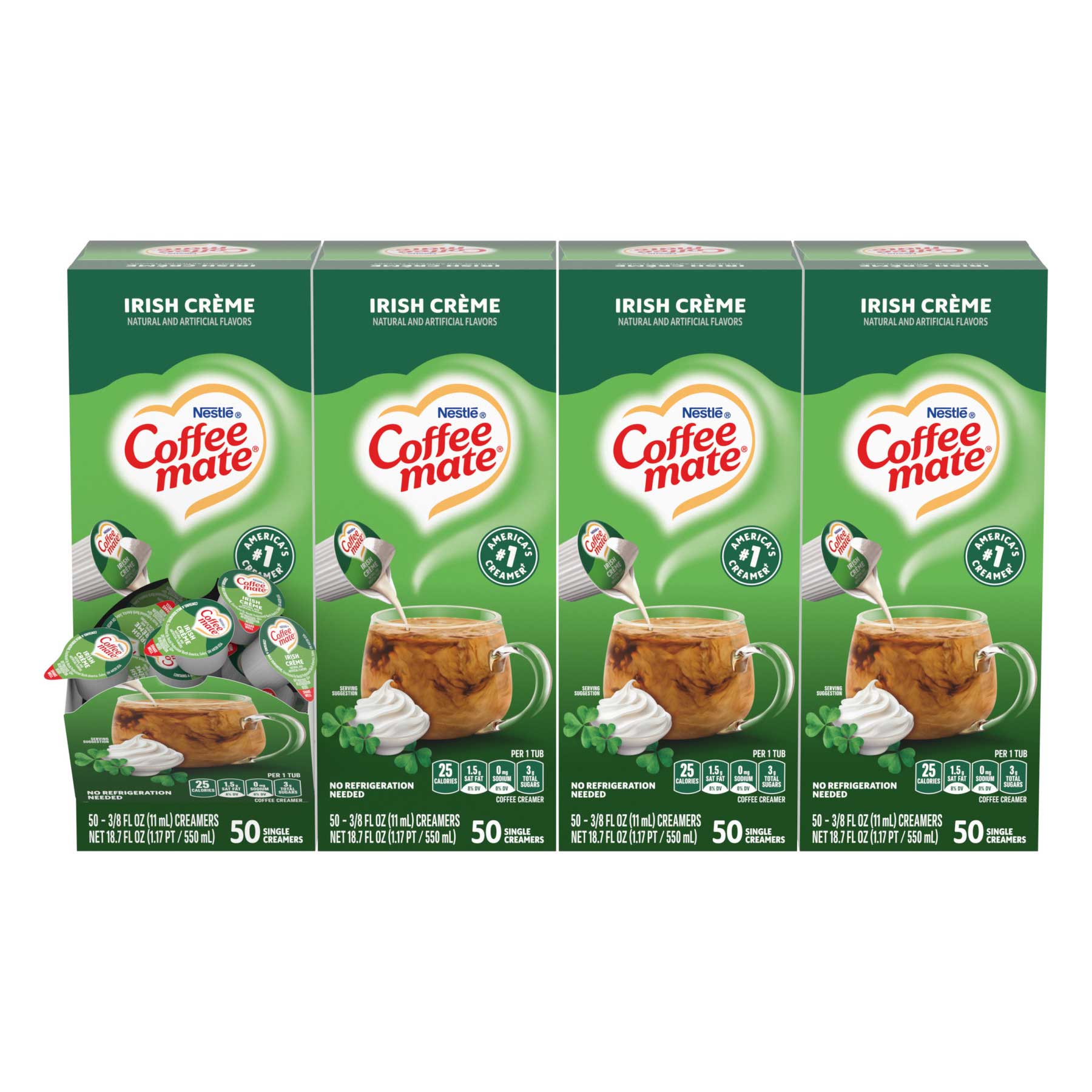 Coffee-mate Irish Cream Single Serve Liquid Creamer, 50 Count -- 4 Per Case
