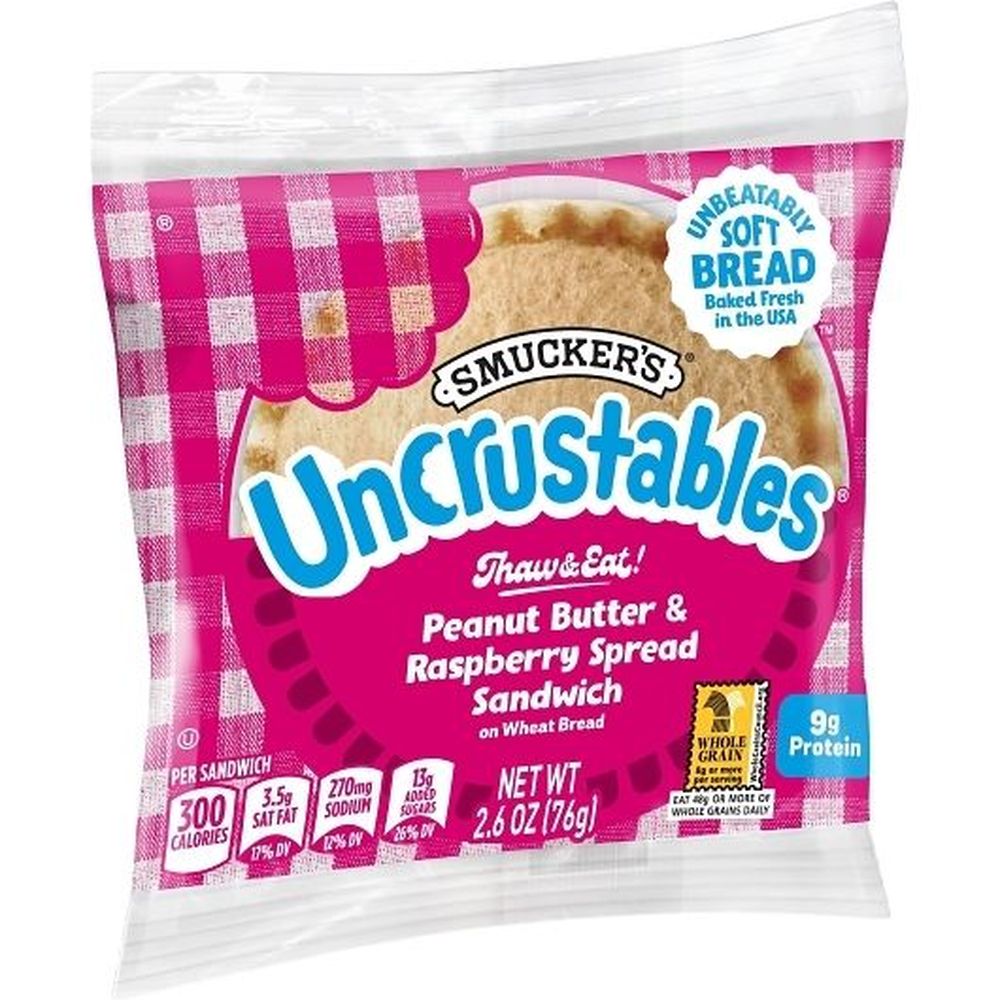 Uncrustables Peanut Butter And Raspberry Spread Wheat Bread Sandwich, 2.6 Ounce -- 72 Per Case