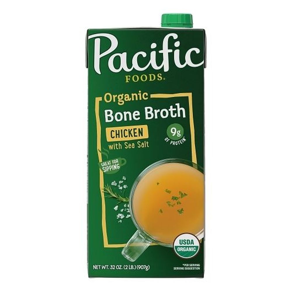 Pacific Foods Organic Chicken Bone Broth with Sea Salt, 32 Ounce - 12 per case