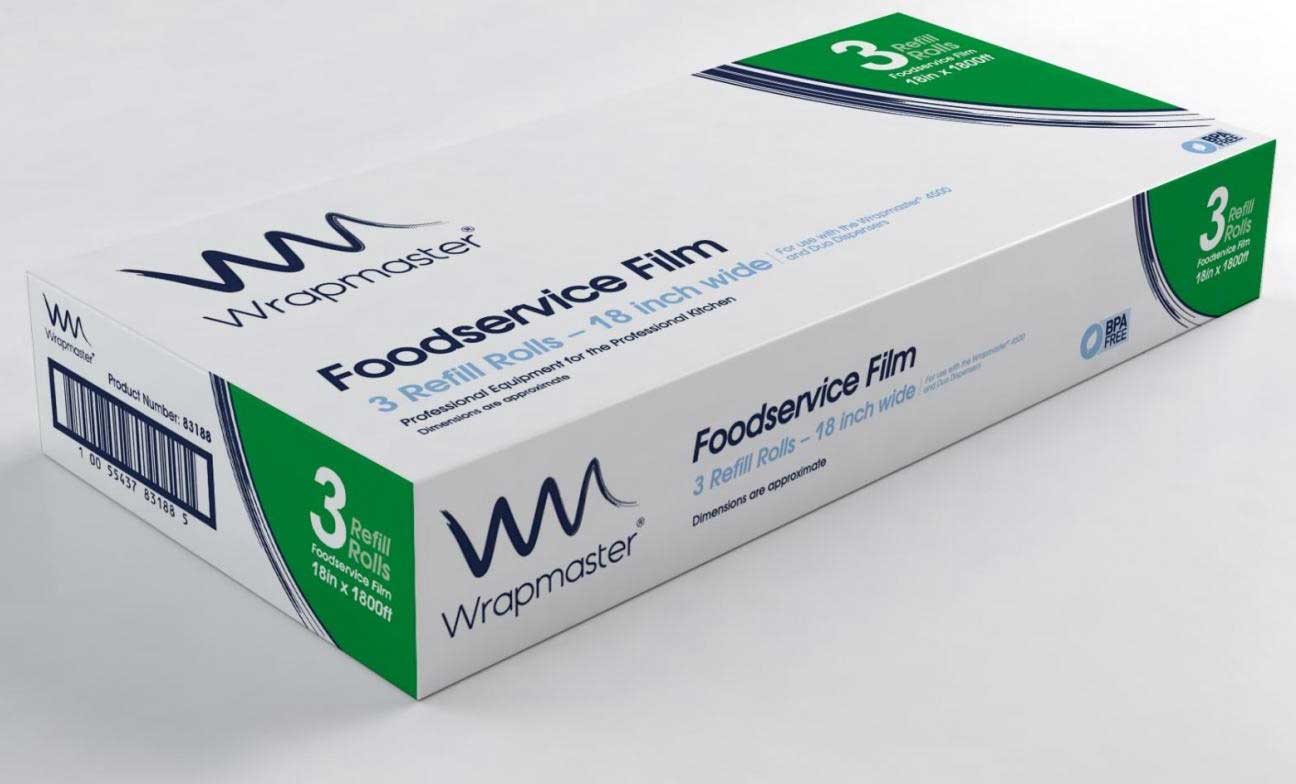 Wrapmaster Foodservice Film Refill Roll, 18 Inch X 1800 Feet -- 3 Per Case