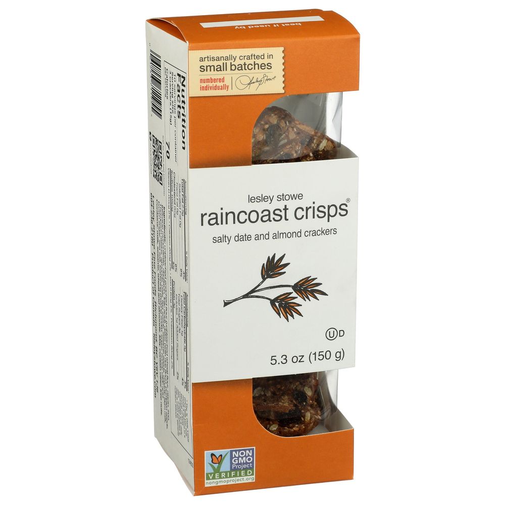 Lesley Stowe Raincoast Crisps Salty Date And Almond Crackers, 5.3 Ounce -- 12 Per Case