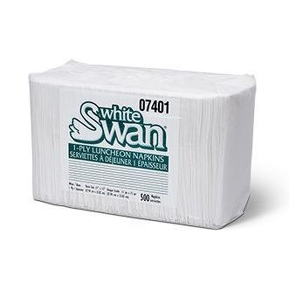 White Swan White 1-ply 4 Fold Luncheon Napkin, 500 Count -- 12 Per Case