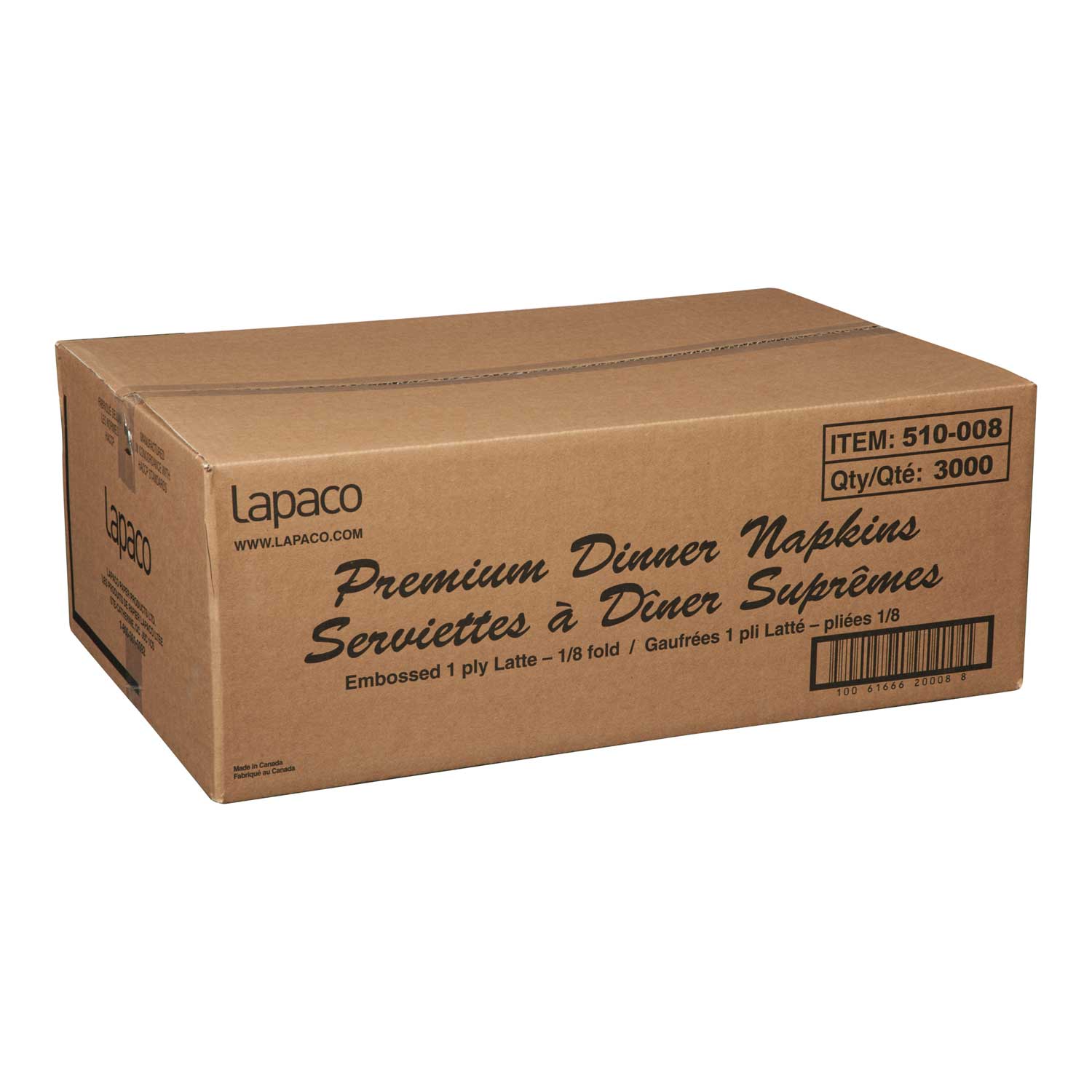 Lapaco 1 Ply Latte Dinner Napkin 500 per case.