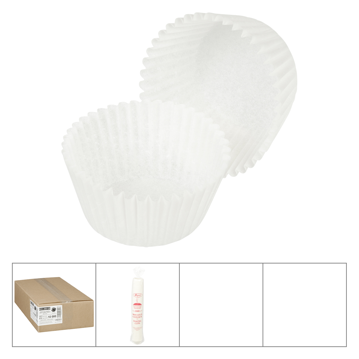 Lapaco White Baking Cup, 3 x 1 1/4 x 7/8 inch, 1000 count per pack