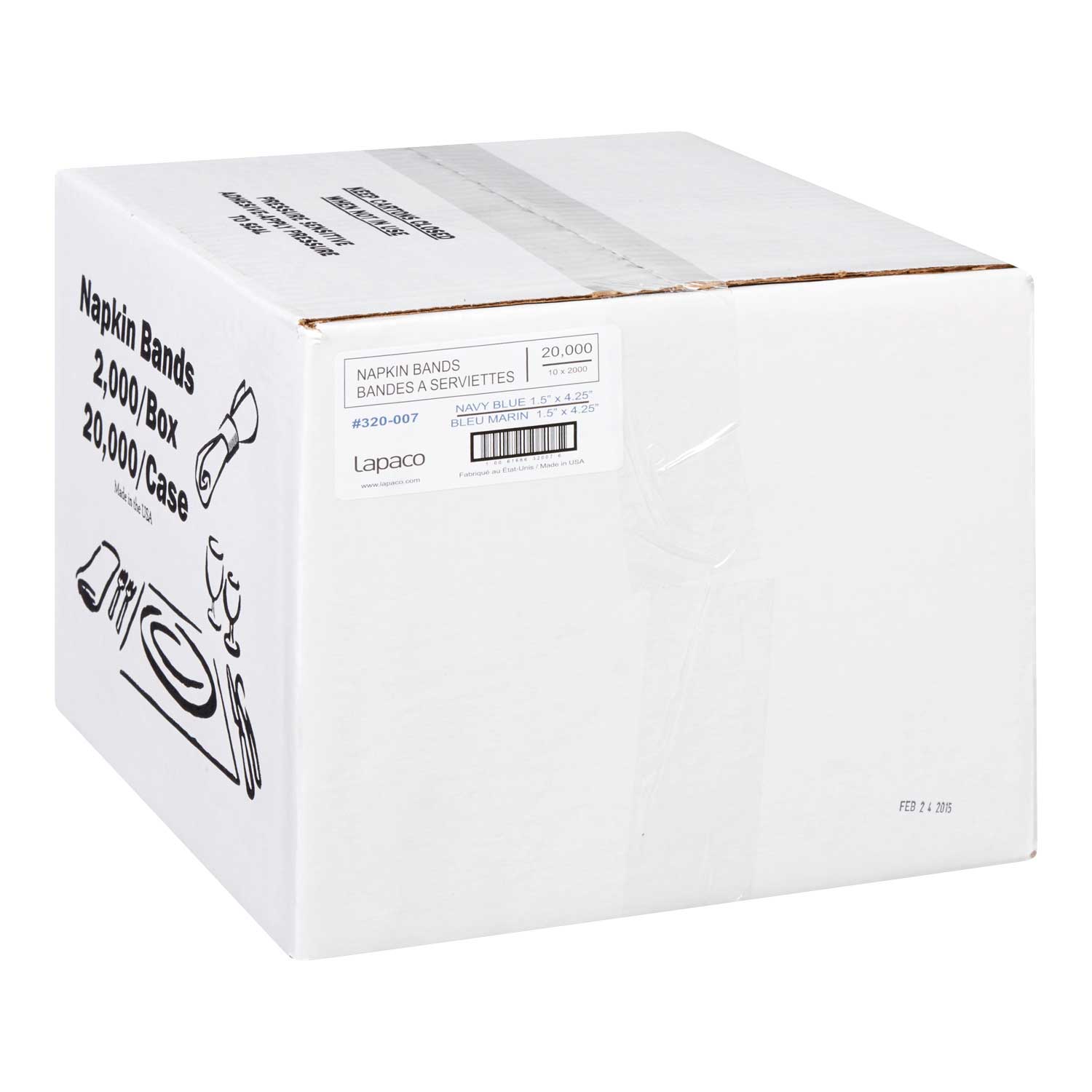 Lapaco Navy Blue Napkin Band, 1.5 x 4.25 inch, 2000 count per pack