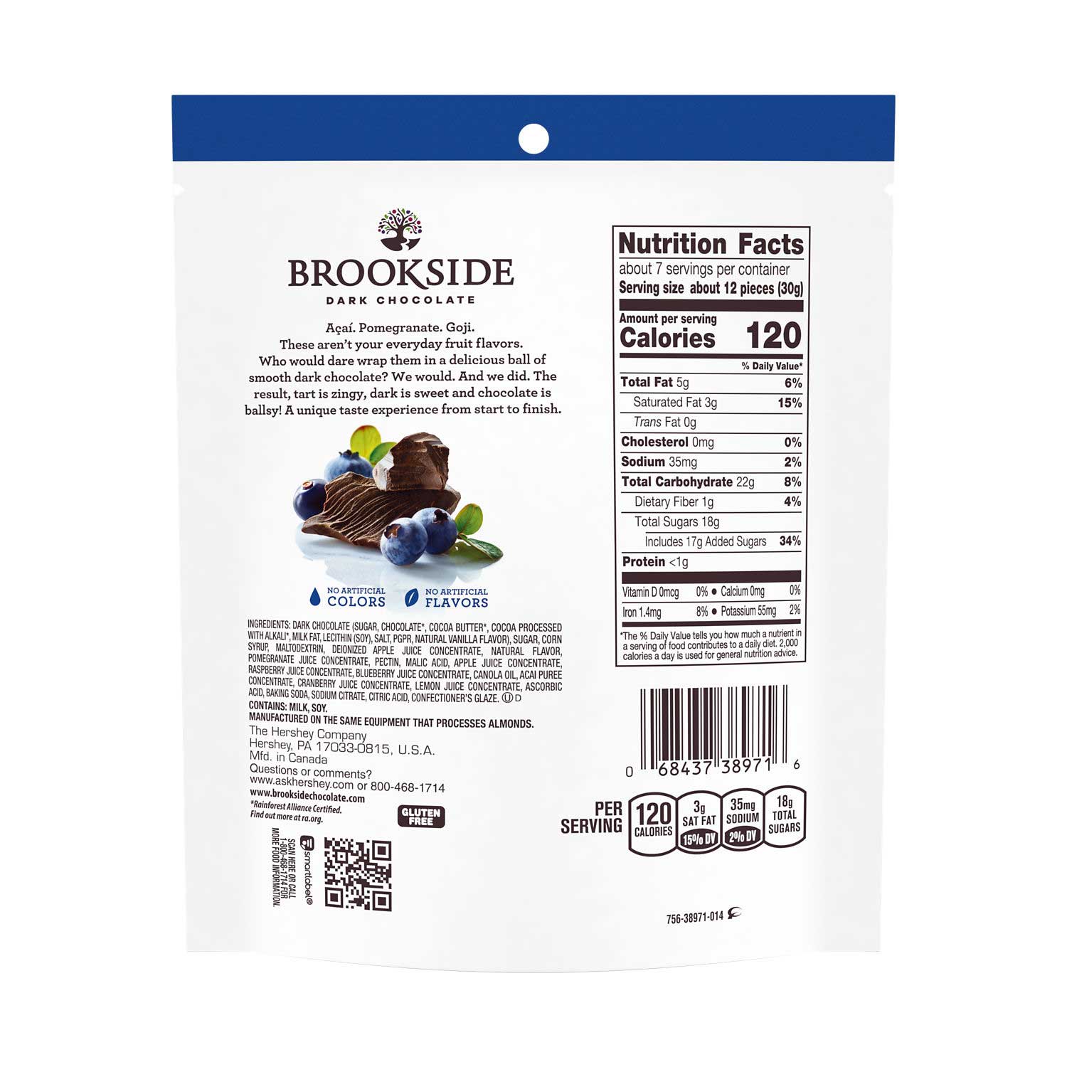 Brookside Acai With Blueberry Dark Chocolate, 7 Ounce -- 12 Per Case