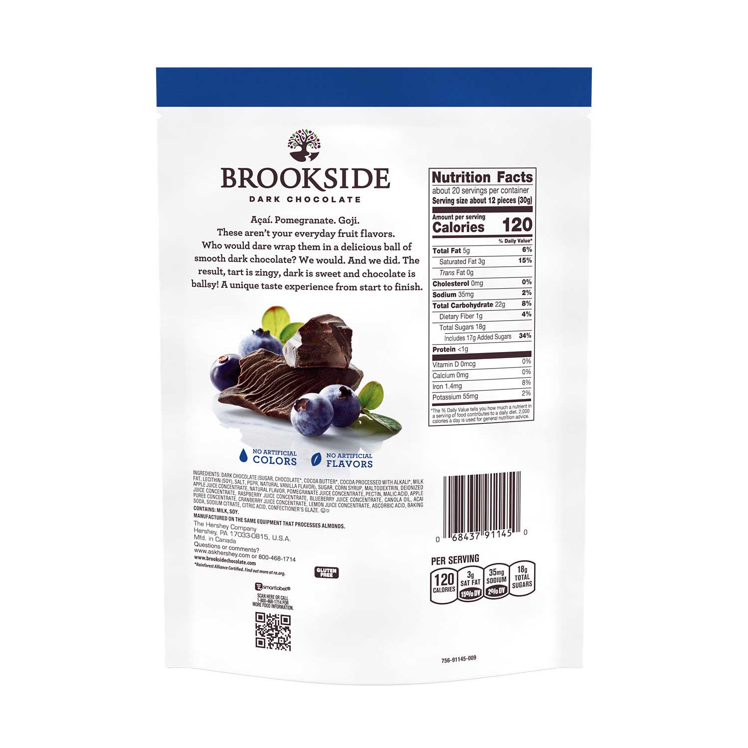 Brookside Acai Blueberry Dark Chocolate, 21 Ounce -- 9 Per Case