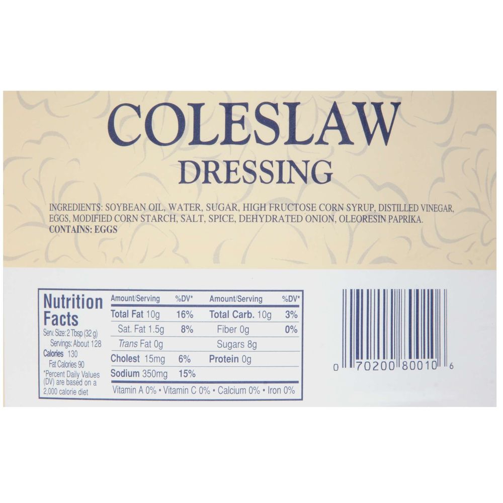 Katherine's Kitchen Coleslaw Dressing - Bulk, 1 Gallon Bottle -- 4 Per Case
