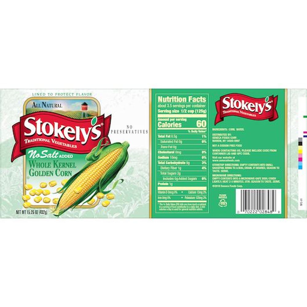 Stokely's No Salt Added Whole Kernel Golden Corn, 15.25 Ounce -- 24 Per Case
