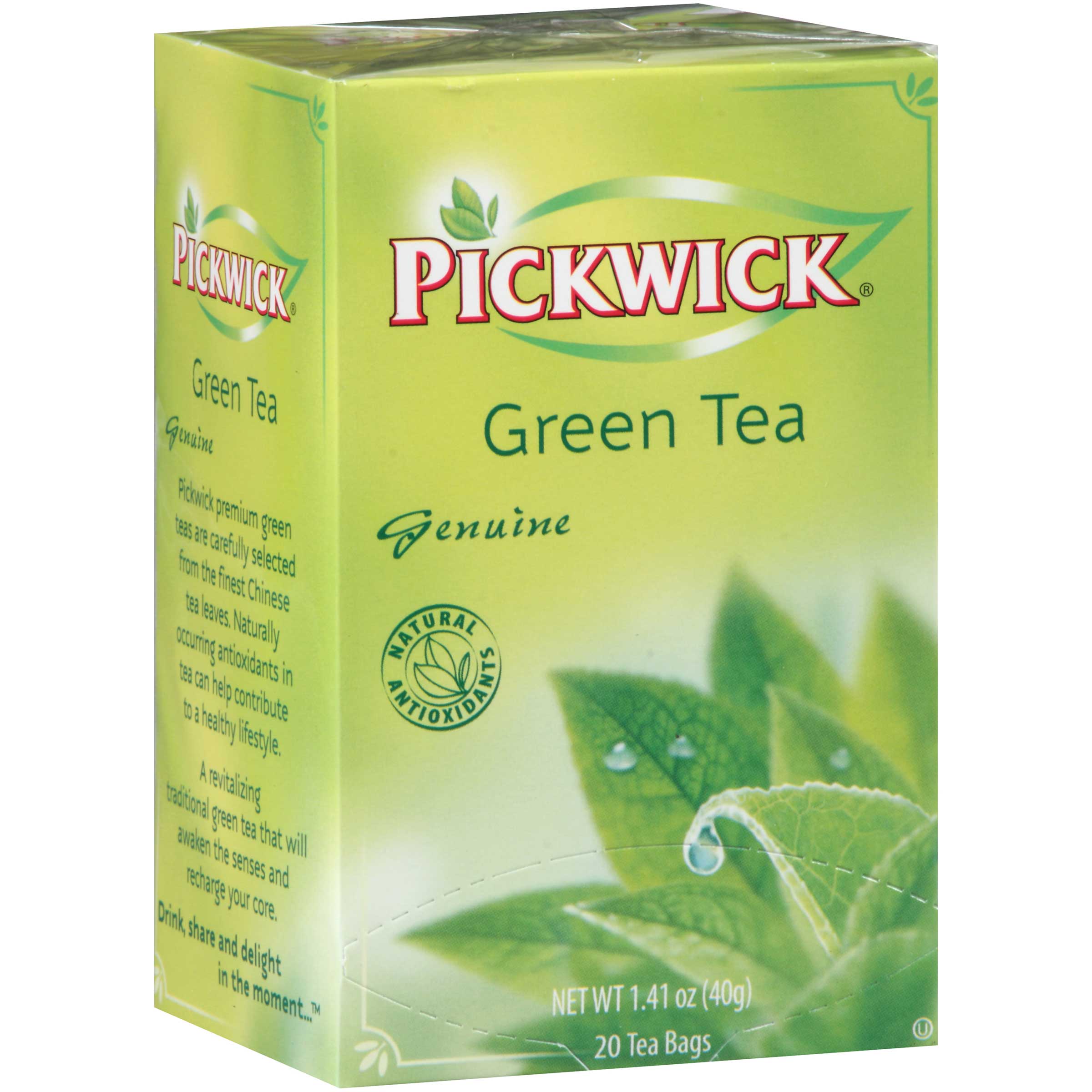 Pickwick Genuine Green Tea, 1.41 Ounce -- 20 Tea Bags Count -- 6 Per Case