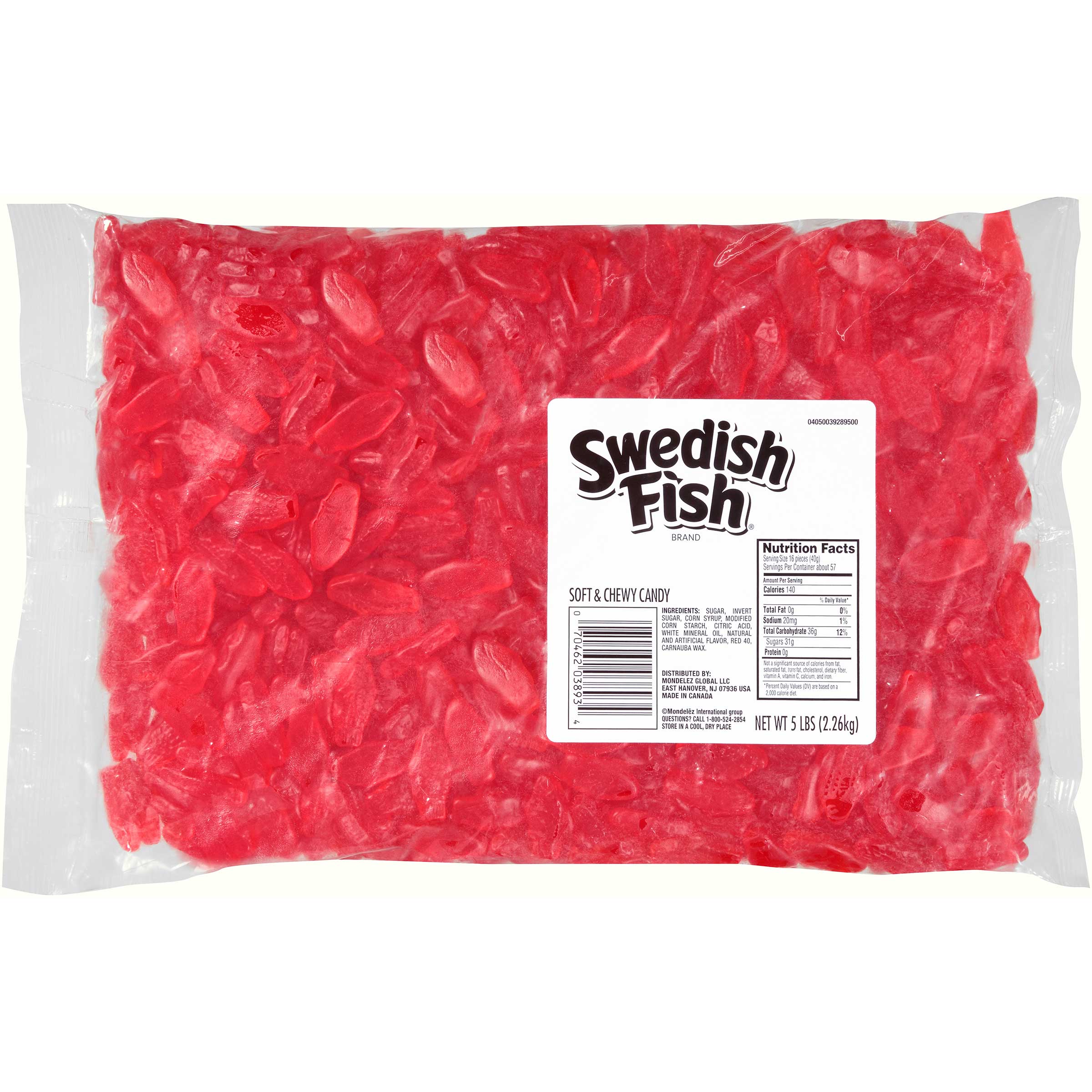 Cadbury Adams Swedish Fish Red Original Soft and Chewy Candy - Mini, 5  Pound -- 6 per case.