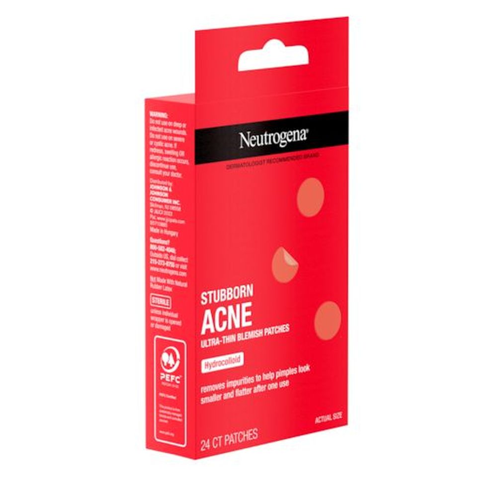 Neutrogena Hydrocolloid Stubborn Acne Ultra Thin Blemish Patches, 24 Count -- 24 Per Case