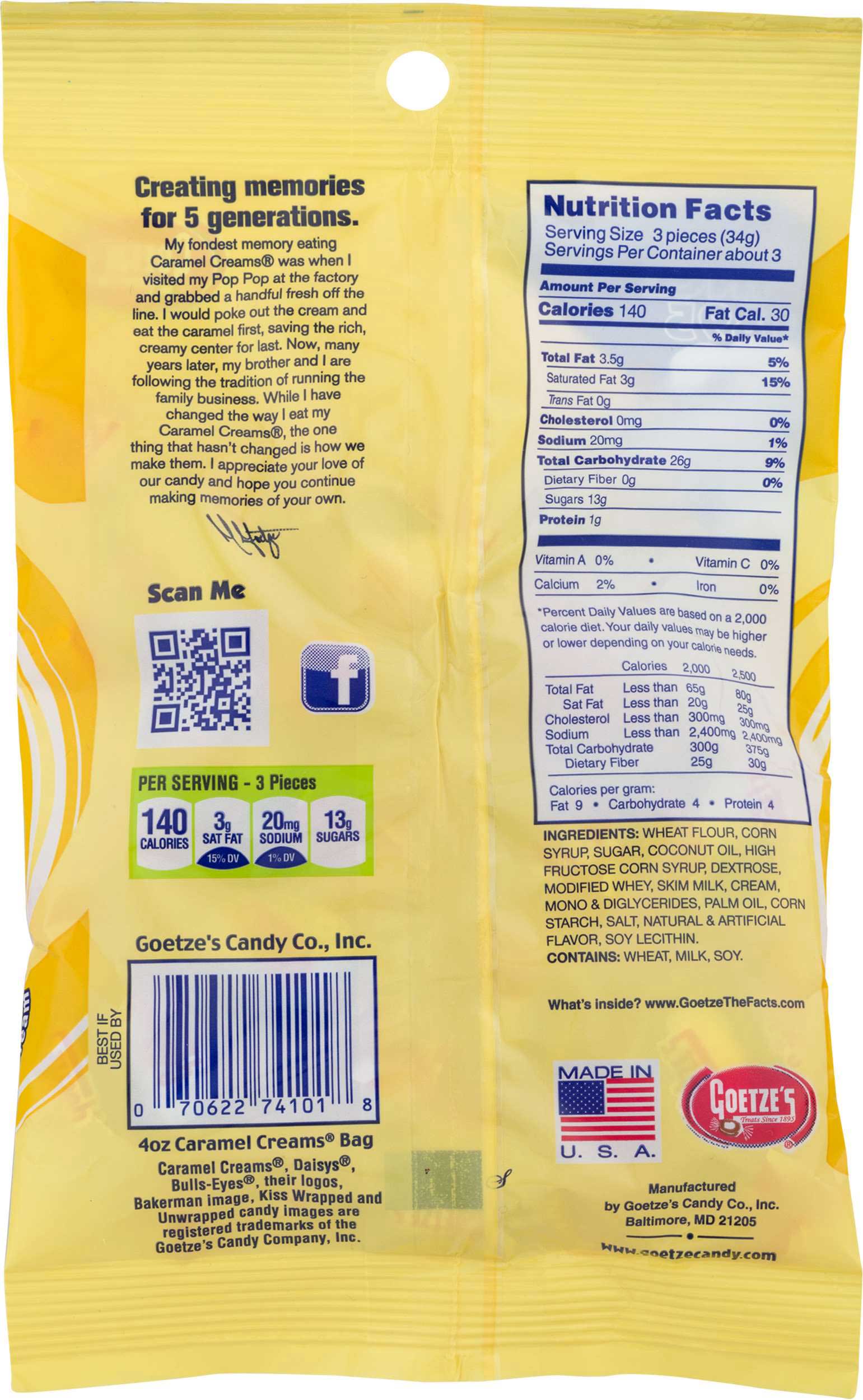 Caramel Creams Candy, 4 Ounce -- 12 Per Case