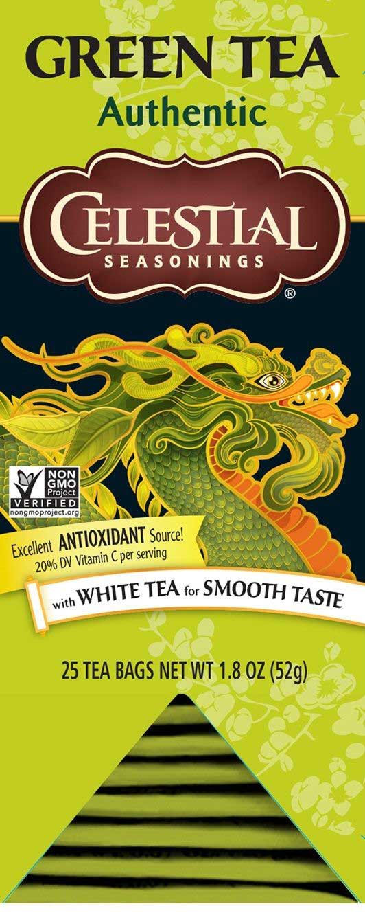 Celestial Seasonings Authentic Green Tea, 25 Tea Bags Count -- 6 Per Case