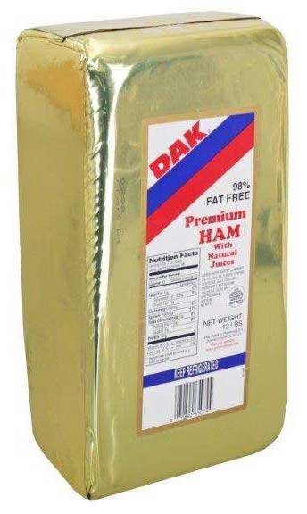 Dak Premium 98 Percent Fat Free Deli Ham with Natural Juice, 12 Pound ...