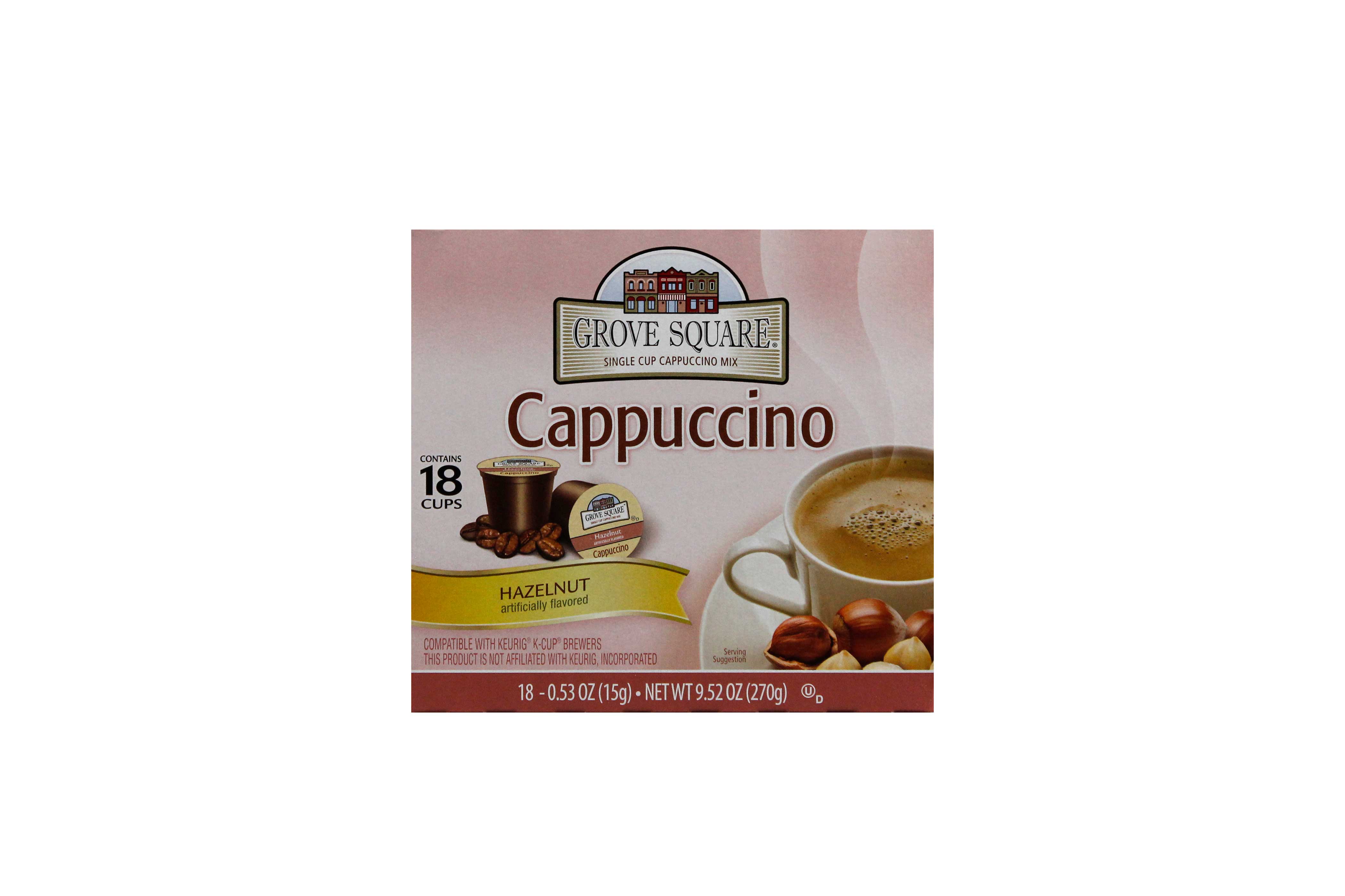 Grove Square Hazelnut Cappuccino Coffee 24 per pack 4 packs per case