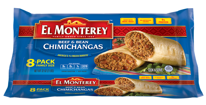El Monterey Beef And Bean Chimichanga, 4 Ounce, 8 Count -- 8 Per Case