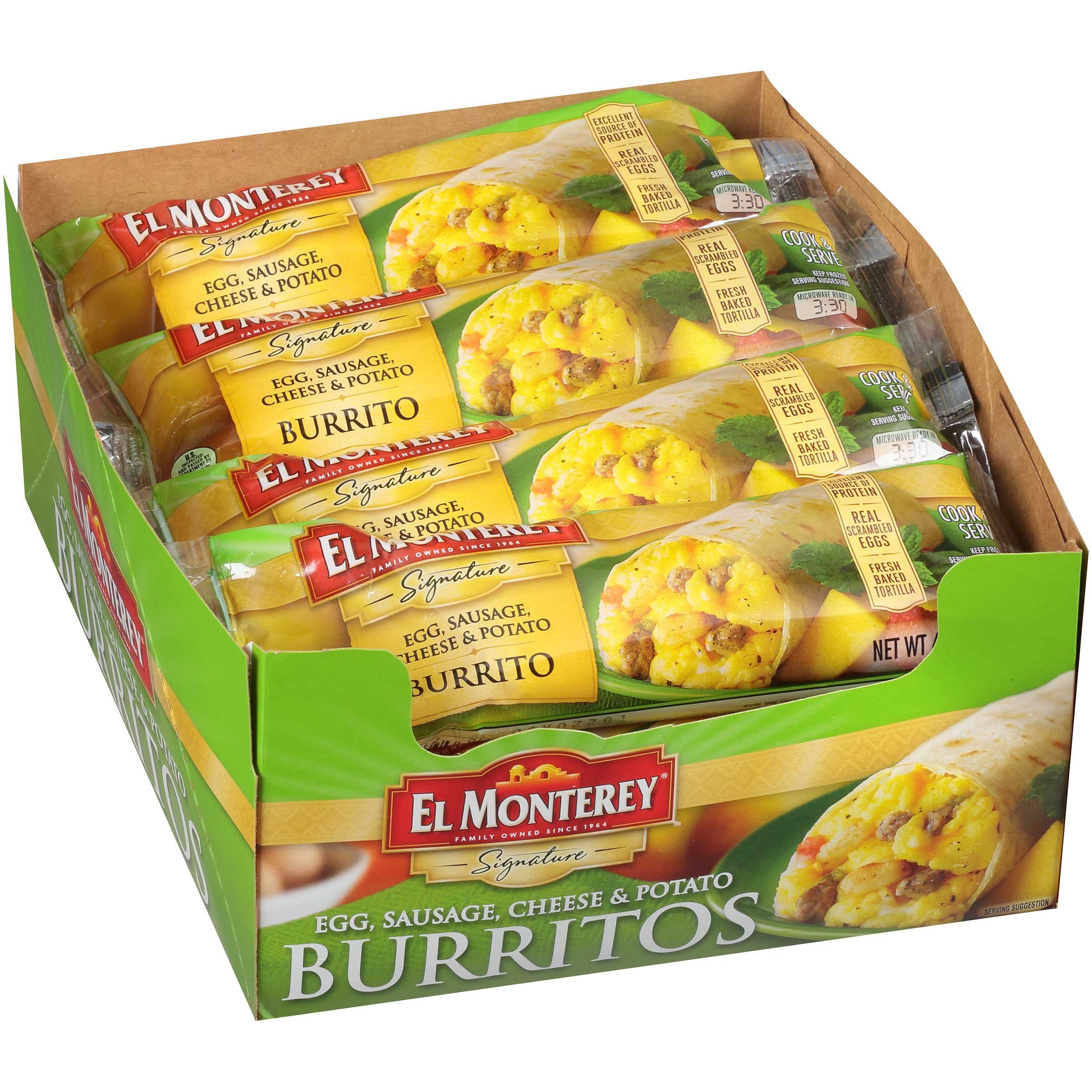 El Monterey Egg Sausage Cheese & Potato Burrito Case | FoodServiceDirect