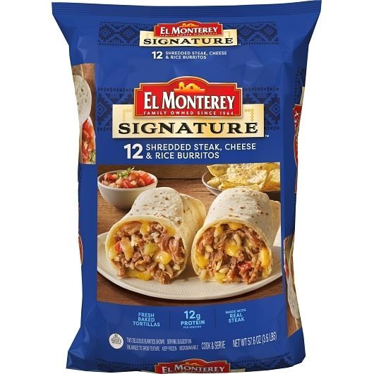 El Monterey Shredded Steak Cheese Rice Burritos, 3.6 Pound -- 4 per case