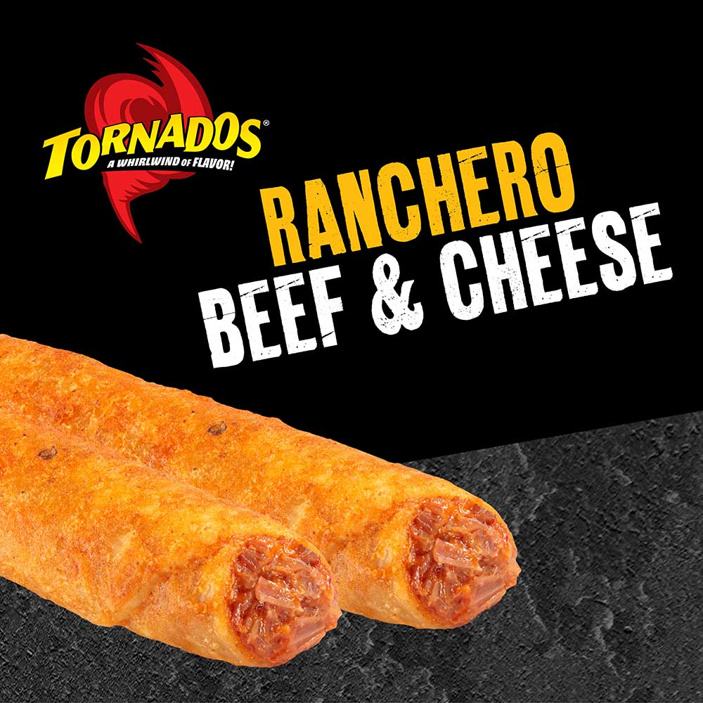Tornados Ranchero Beef & Cheese, 3 Ounce -- 24 per case.