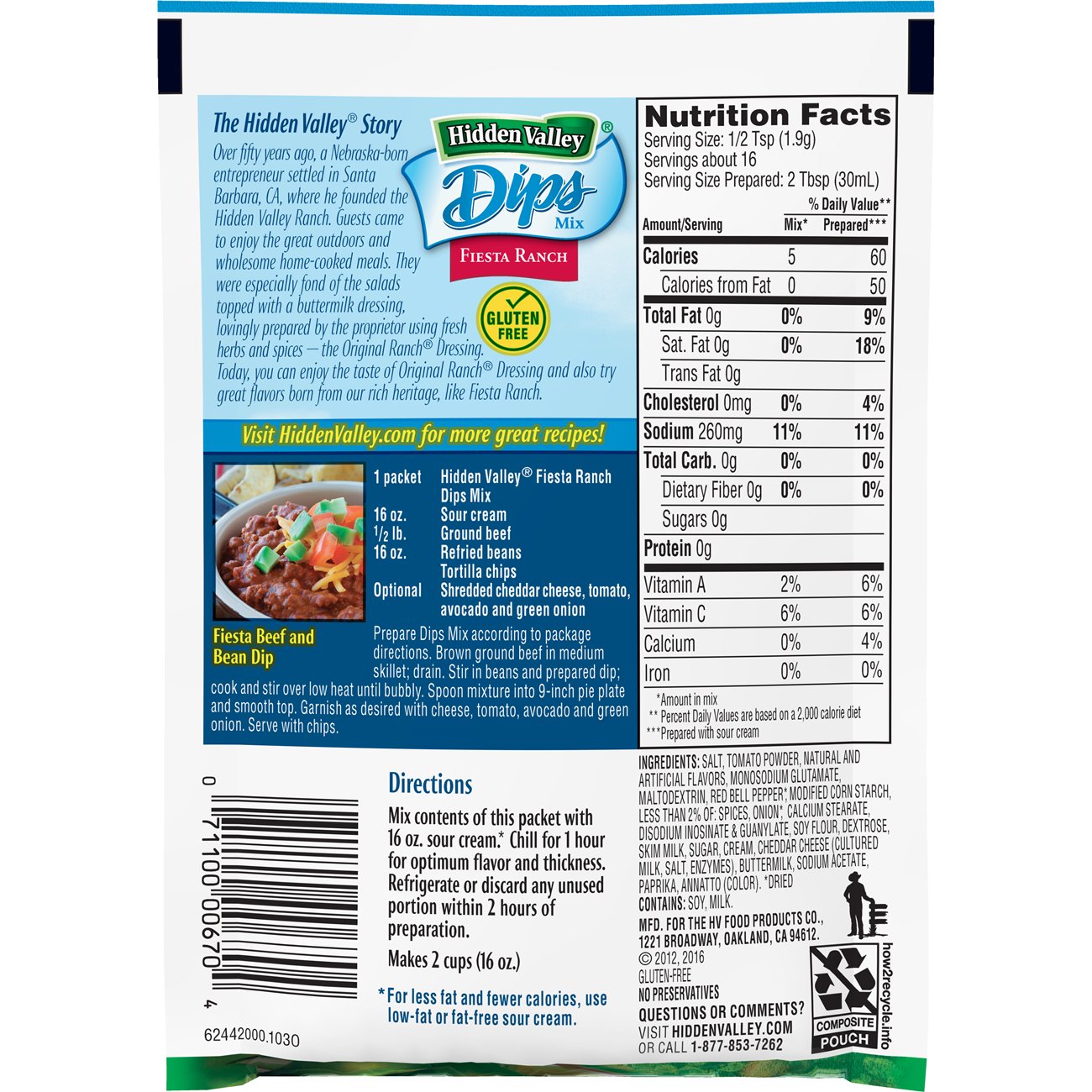 Hidden Valley Fiesta Ranch Party Dip, 1 Ounce -- 24 Per Case