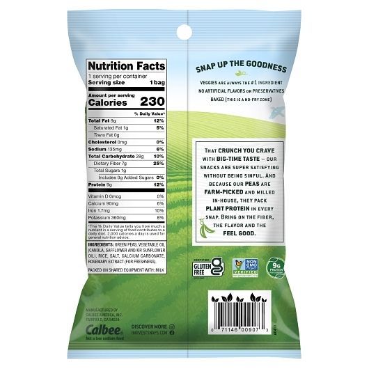 Harvest Snaps Lightly Salted Green Pea Veggie Snack Crisps, Caddy, 1.75 Ounce -- 8 Per Case