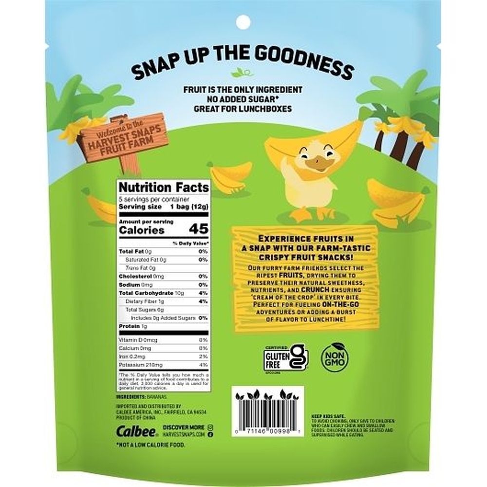 Harvest Snaps Crispy Bananas For Kids, 2.1 Ounce -- 12 Per Case