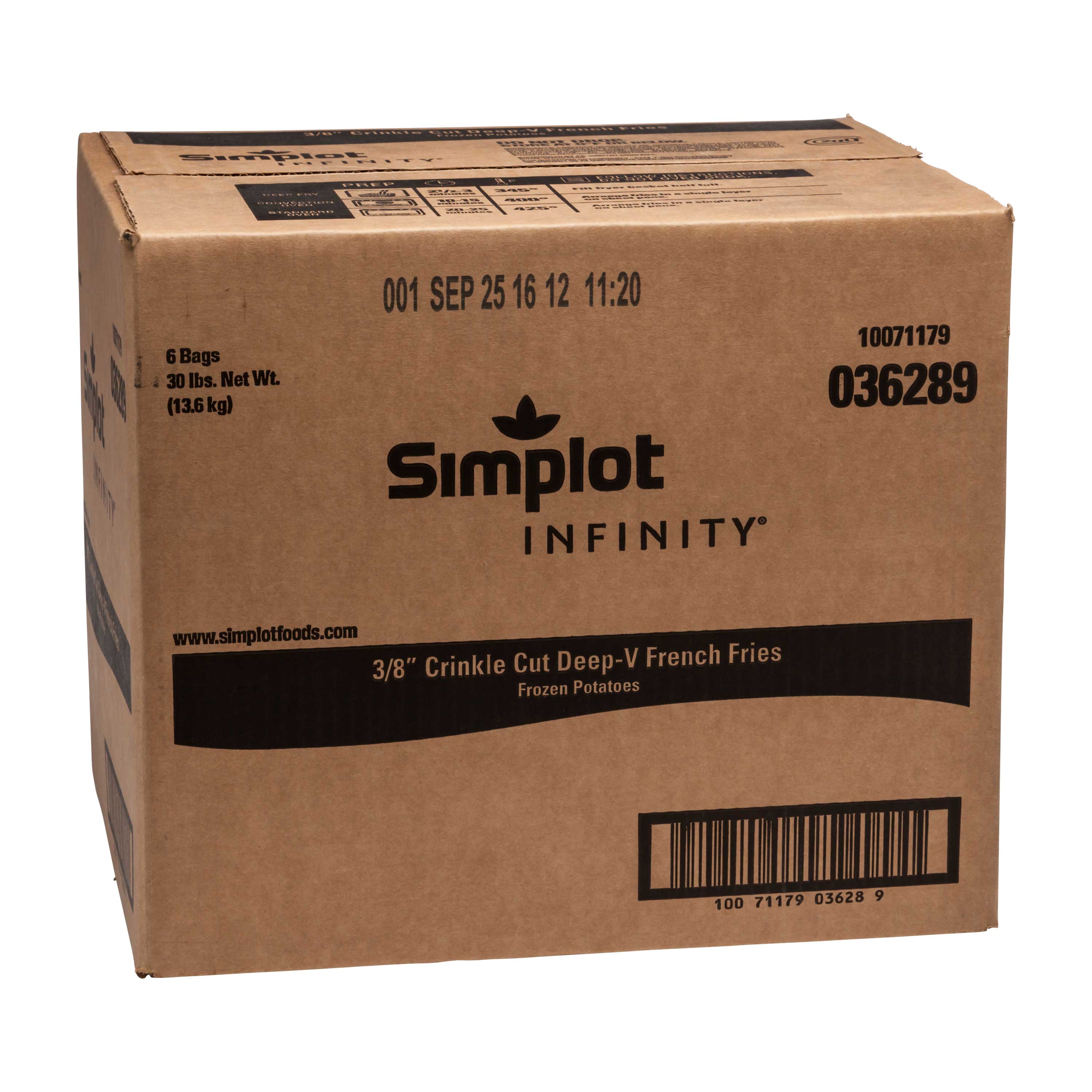 Infinity Deep V Crinkle Cut Fries, 5 Pound -- 6 Per Case