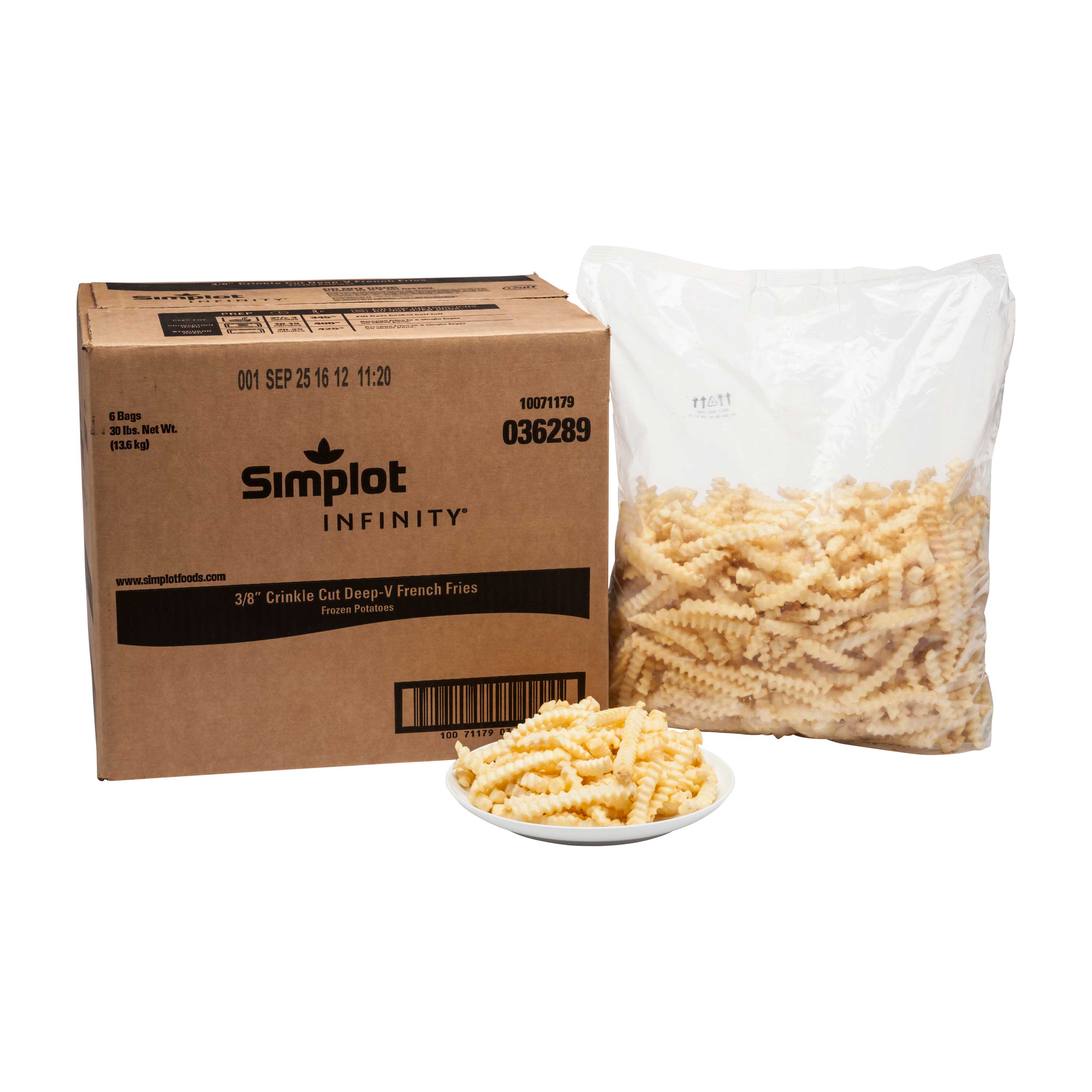Infinity Deep V Crinkle Cut Fries, 5 Pound -- 6 per case.