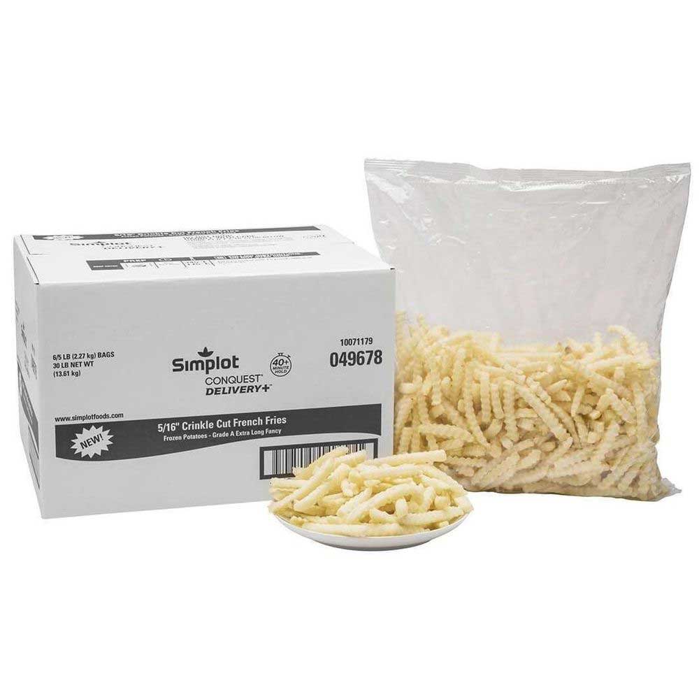 Simplot Conquest Delivery+ Clear Coated Crinkle Cut Fries, 5 Pound -- 6 per case. Simplot Conquest Delivery+ Clear Coated Crinkle Cut Fries, 5 Pound -- 6 per case.