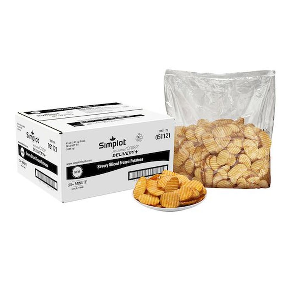 Simplot Seasonedcrisp Delivery Plus 1/4 Savory Battered Potato Skin On Slice, 4 Pound -- 6 Per Case