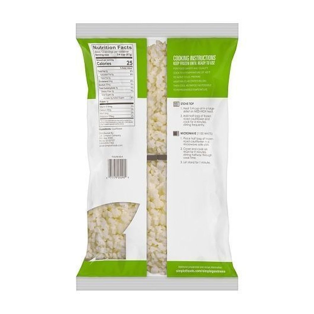 Simplot Simple Goodness Premium Vegetables Riced Cauliflower, 2.5 Pound -- 6 Per Case