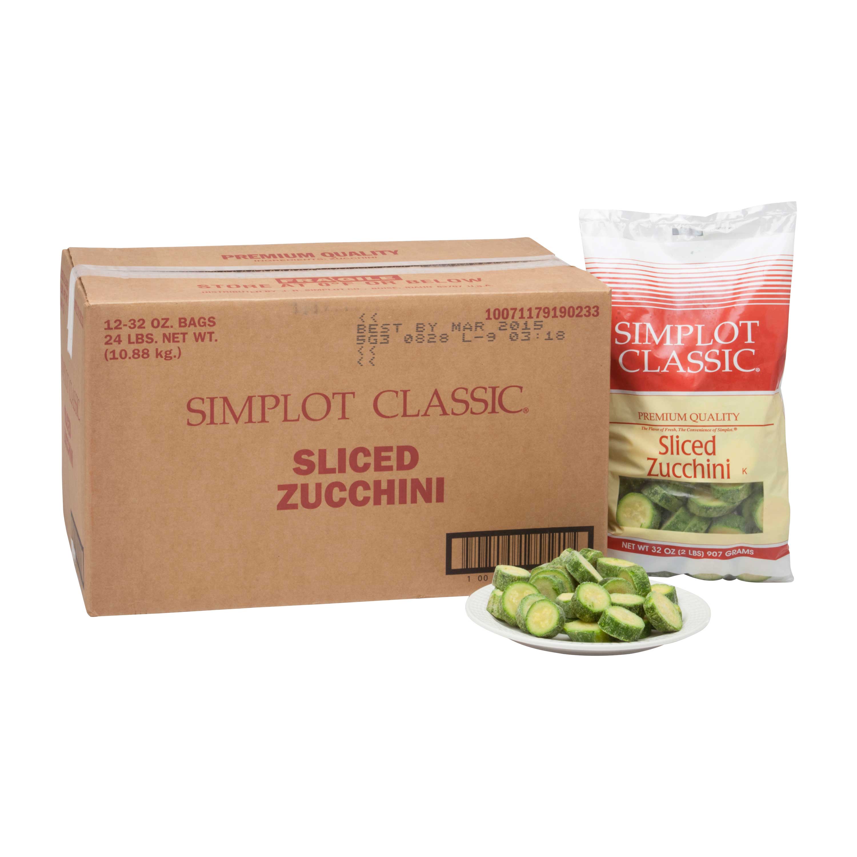 Simplot Classic Crinkle Cut Sliced Zucchini, 32 Ounce 12 per case.